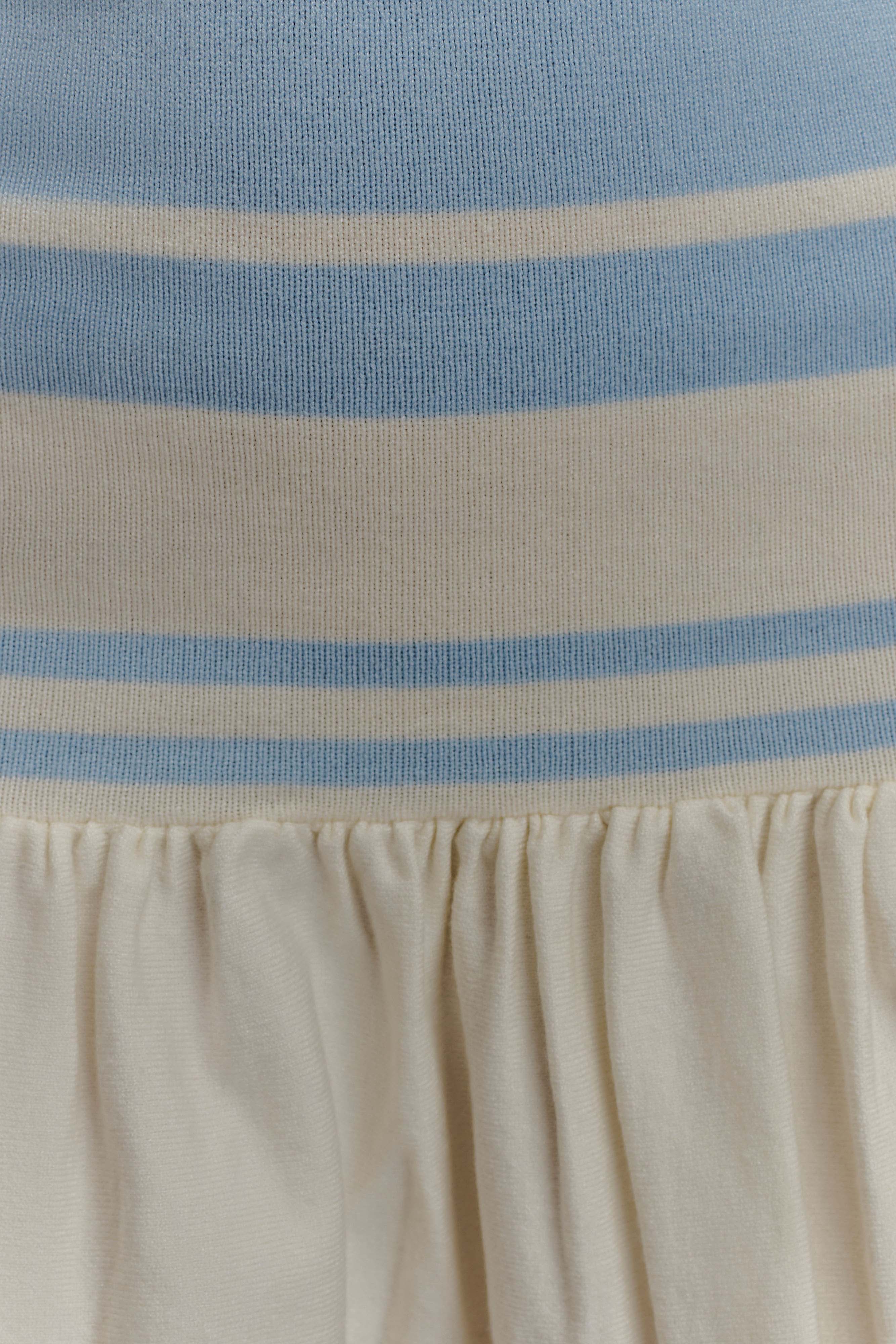 Ellison Contrast Knit Mini Dress - Blue/White - Image 5