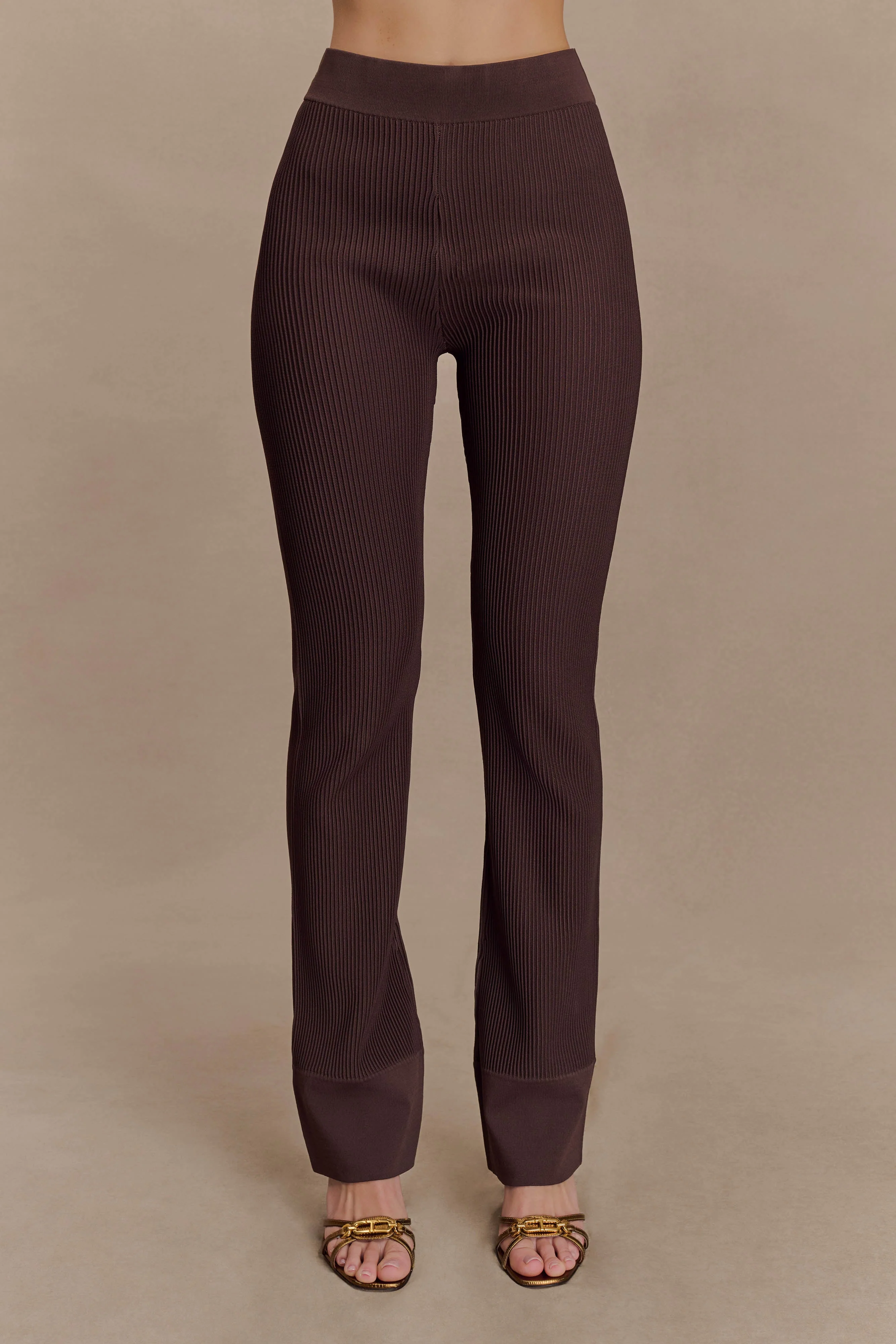 Elodie Ribbed Knit Pants - Chocolate - Image 6