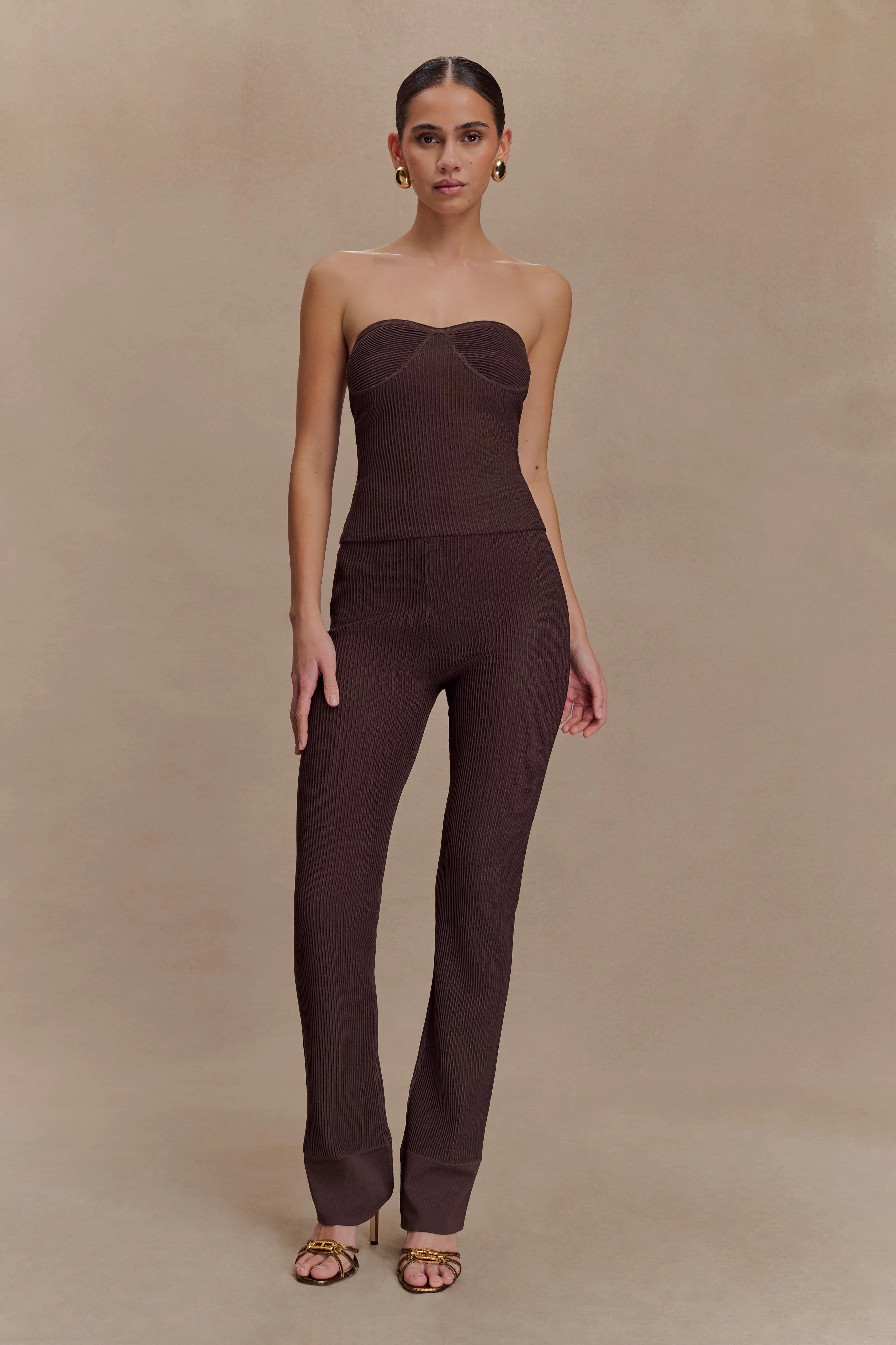 Elodie Strapless Cupped Knit Top - Chocolate - Image 6