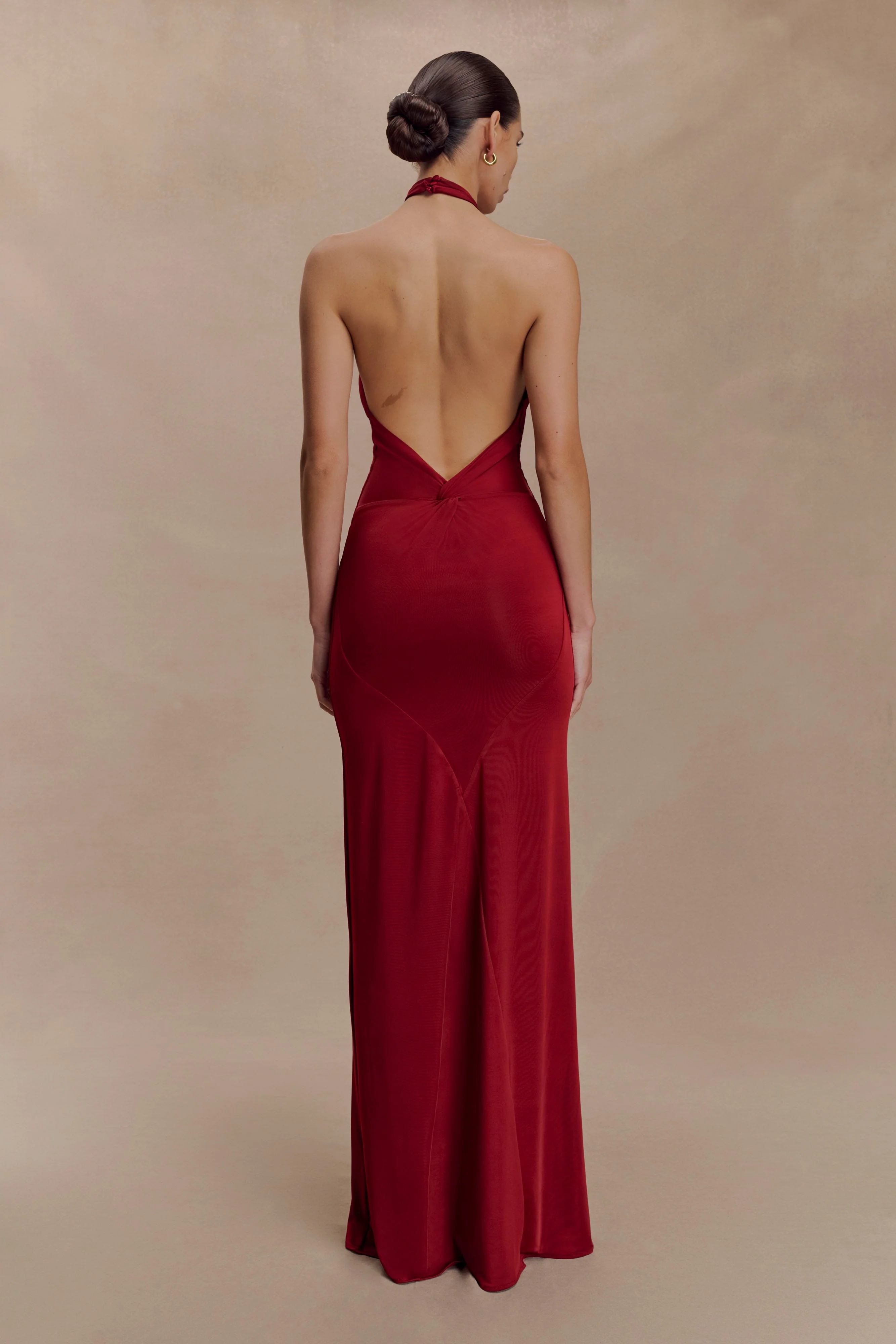 Elyna Slinky Halter Maxi Dress - Deep Red - Image 2