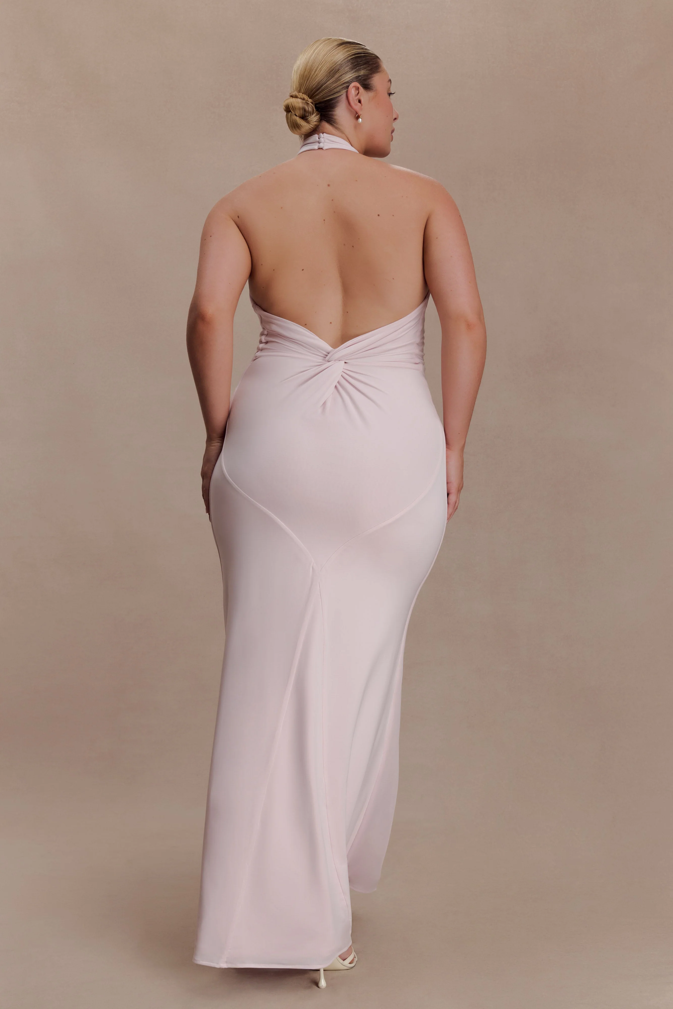 Elyna Slinky Halter Maxi Dress - Pale Pink - Image 6