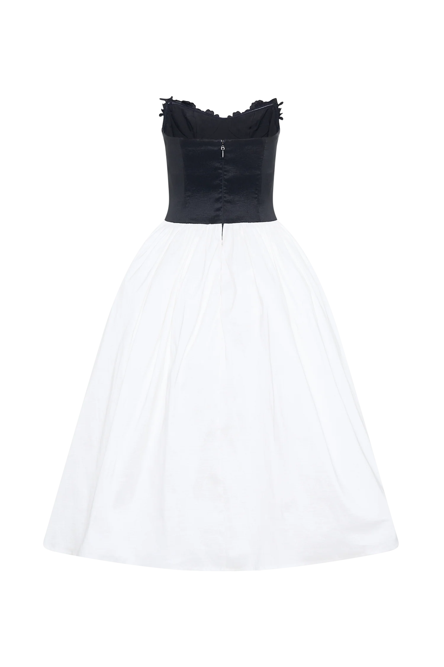 Elyssa Embroidered Contrast Midi Dress - Black/White - Image 7