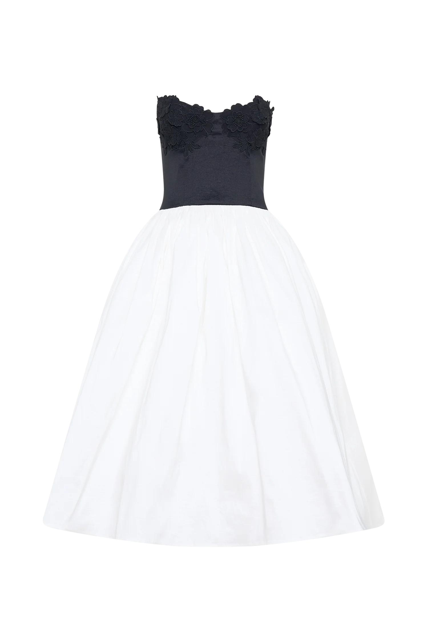 Elyssa Embroidered Contrast Midi Dress - Black/White - Image 8