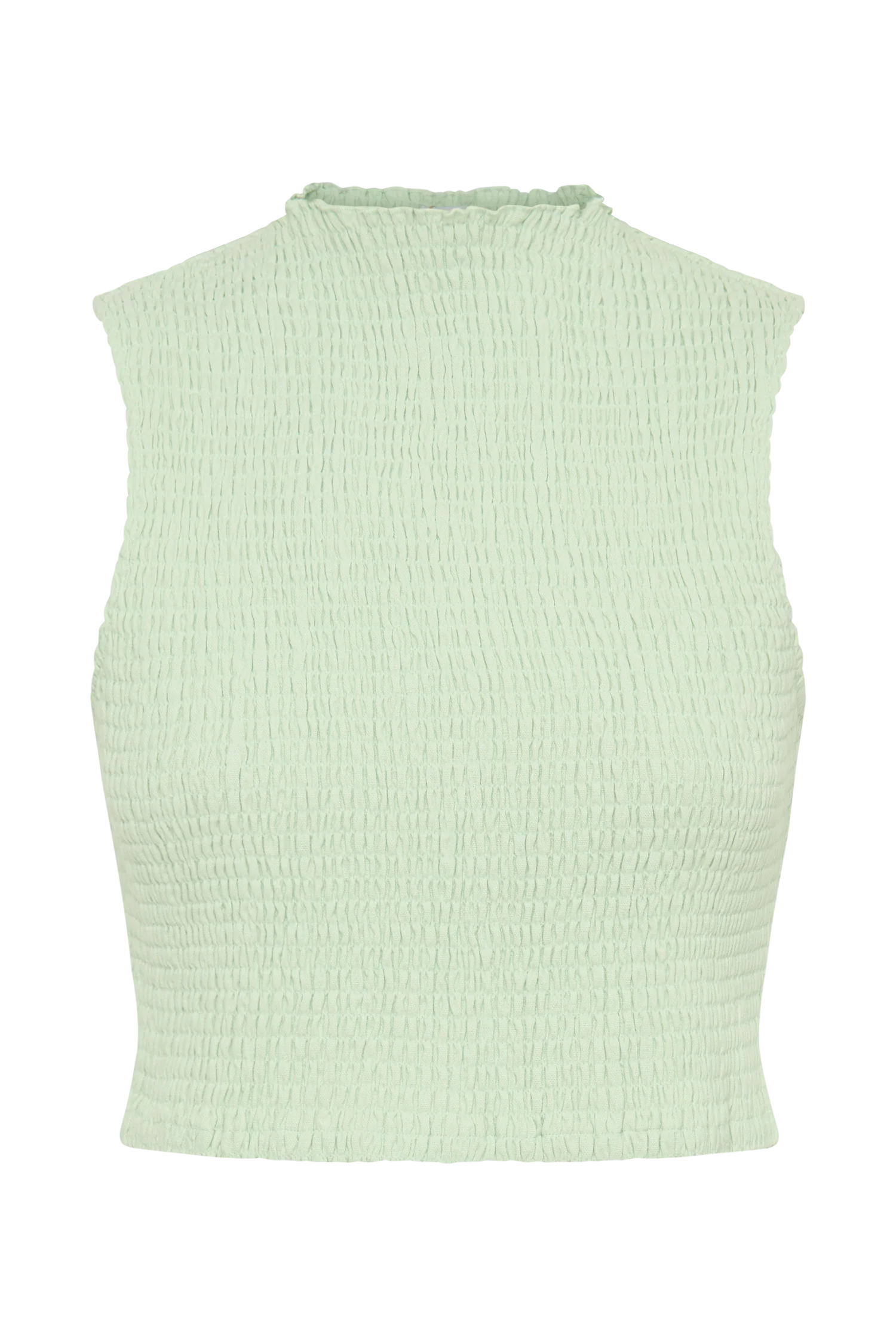 Emanuelle Sleeveless Linen Shirring Top - Mint - Image 7