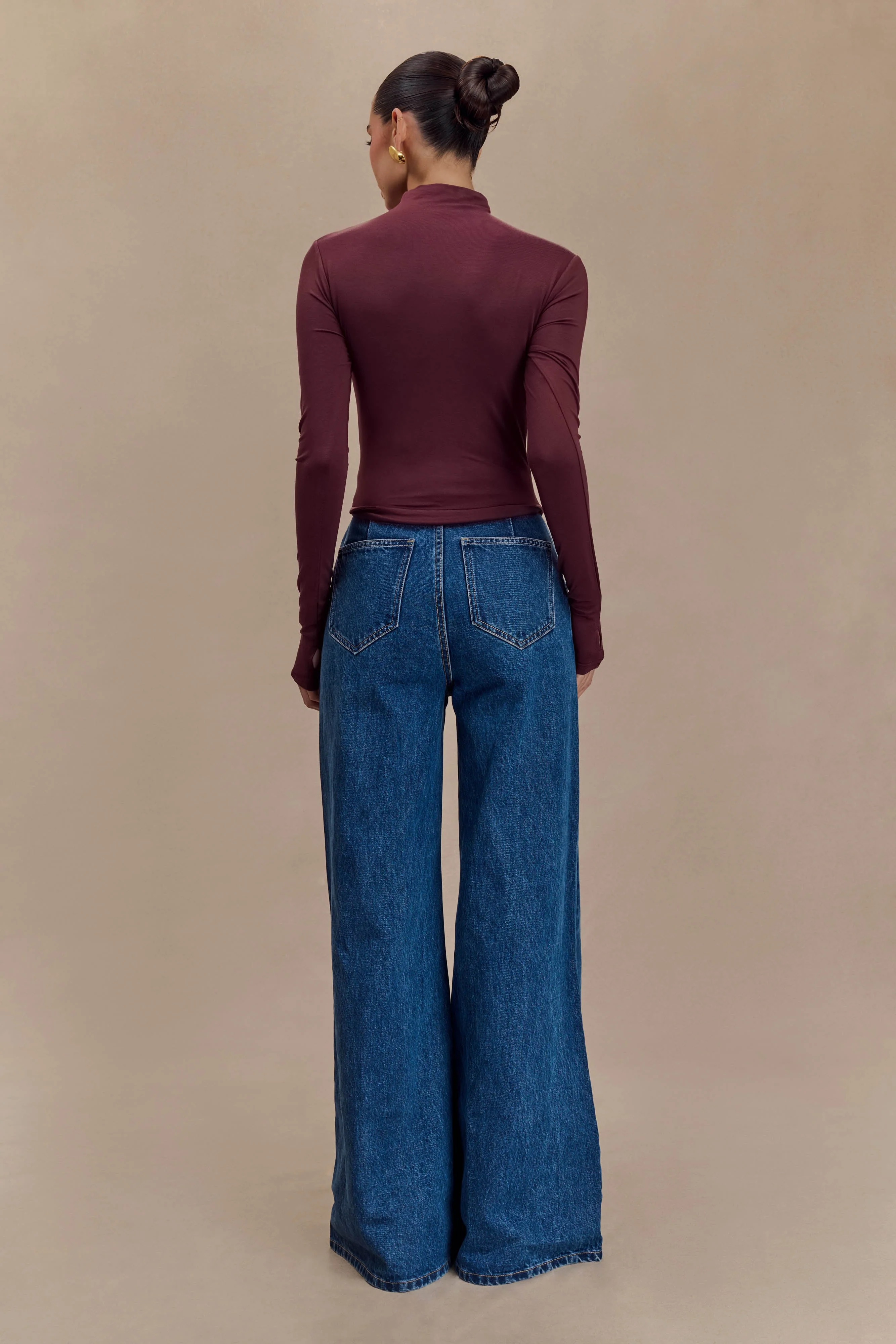 Ember Modal Long Sleeve High Neck Top - Mahogany - Image 5