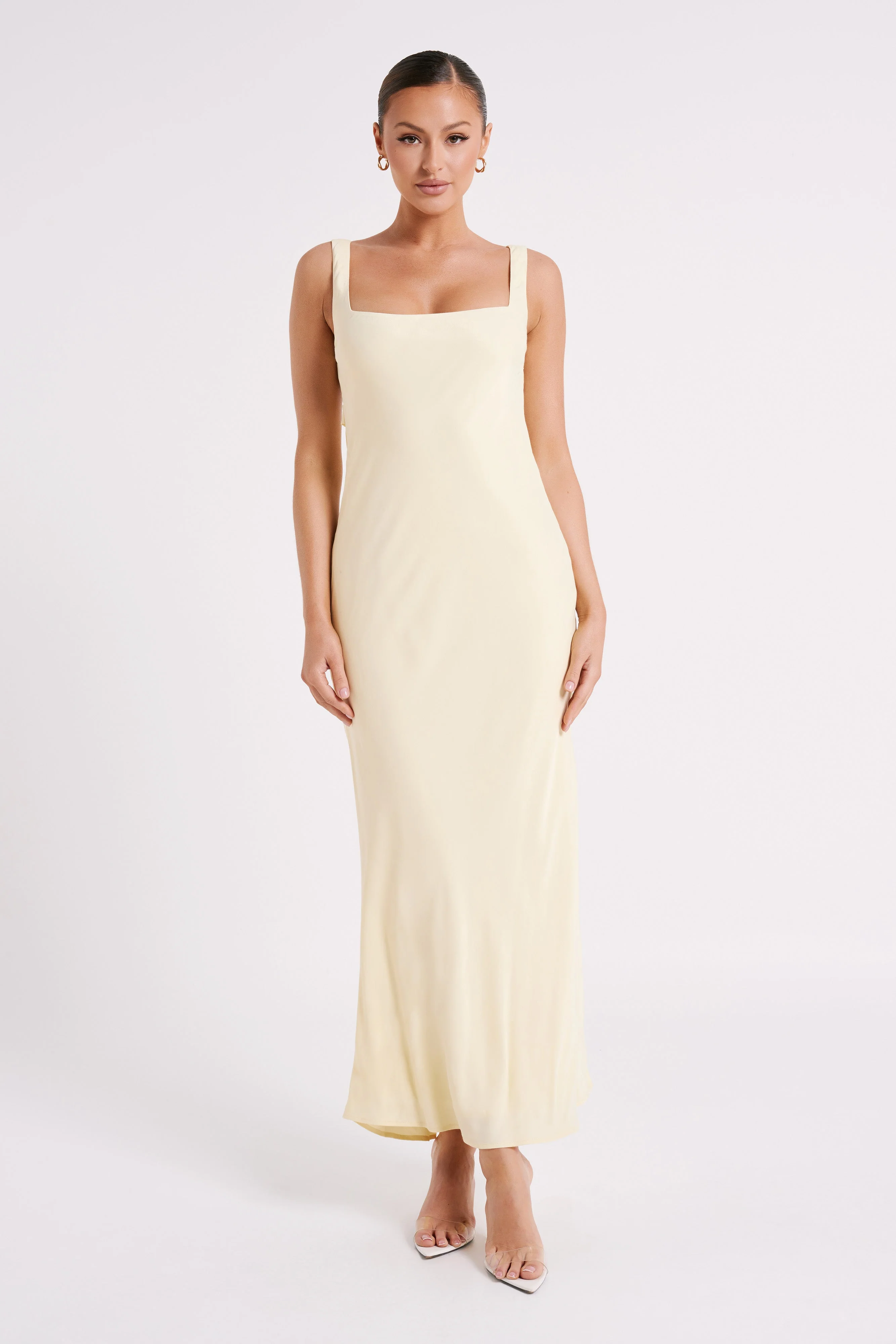 Ensley Satin Maxi Dress - Light Yellow - Image 2