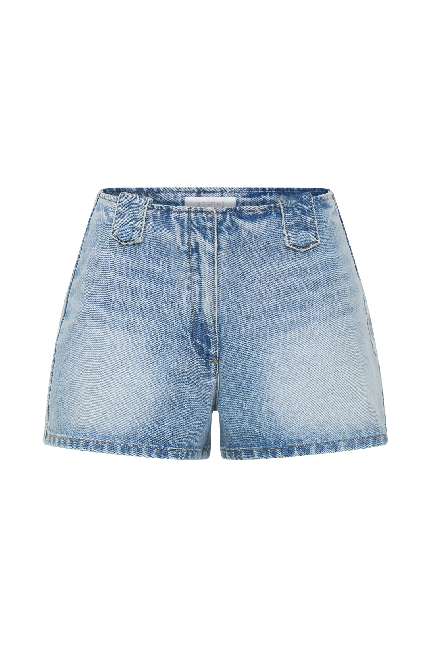 Erin Mid Rise Denim Shorts - Washed Light Blue - Image 8