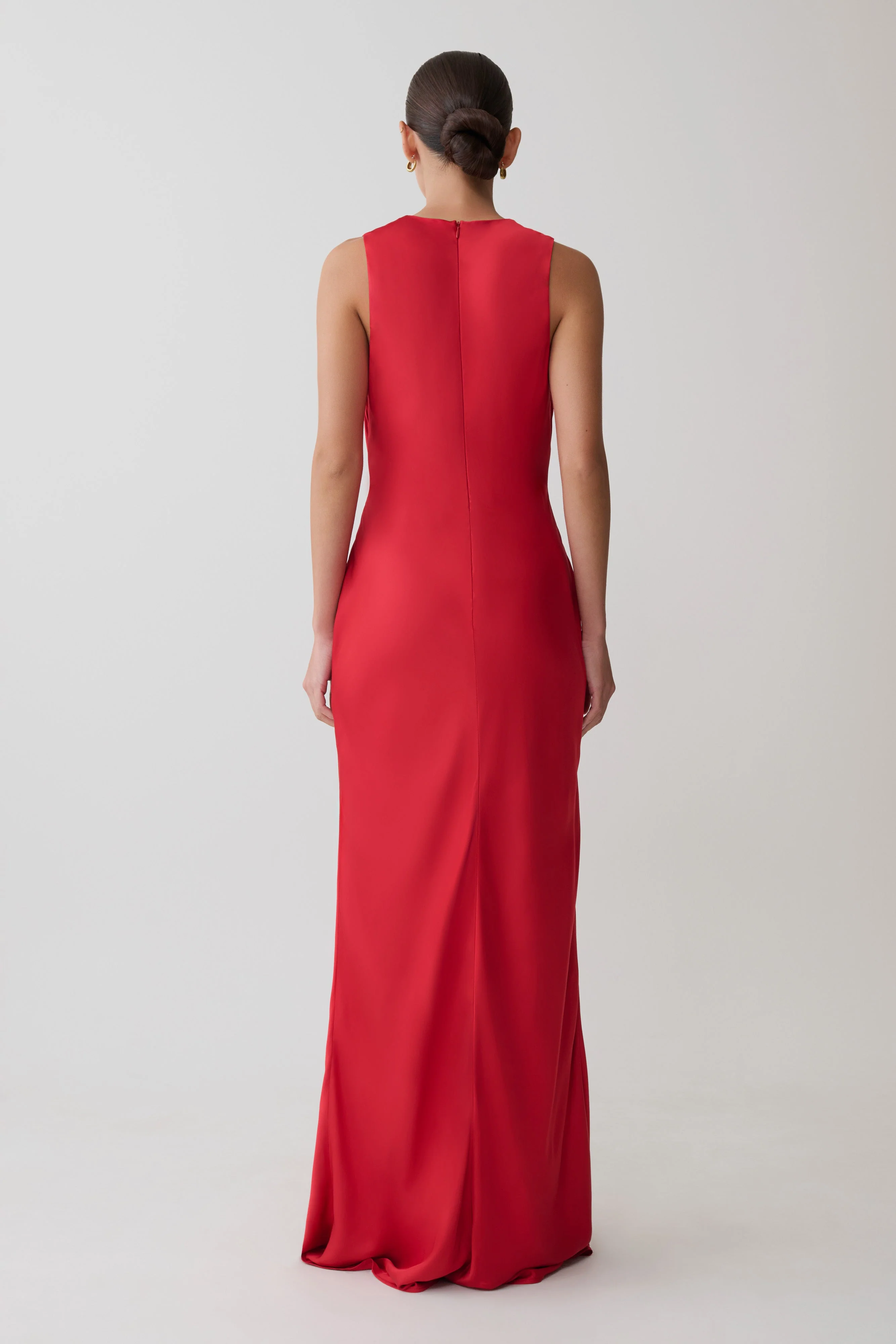 Esme Plunge Satin Maxi Dress - Red - Image 2