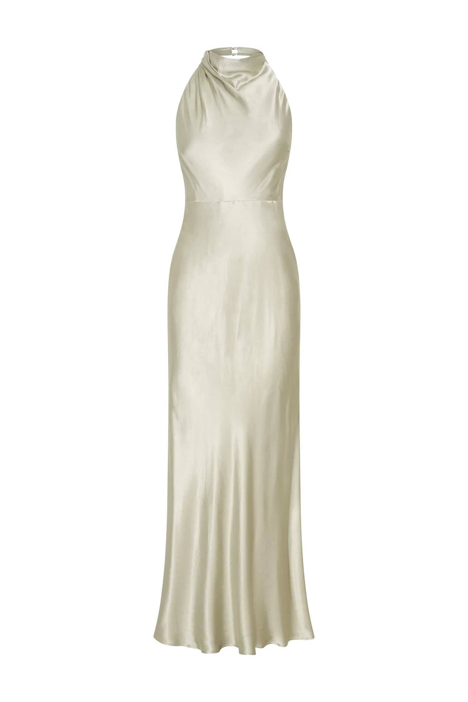 Esther Iridescent Satin Cowl Maxi Dress - Sage - Image 9