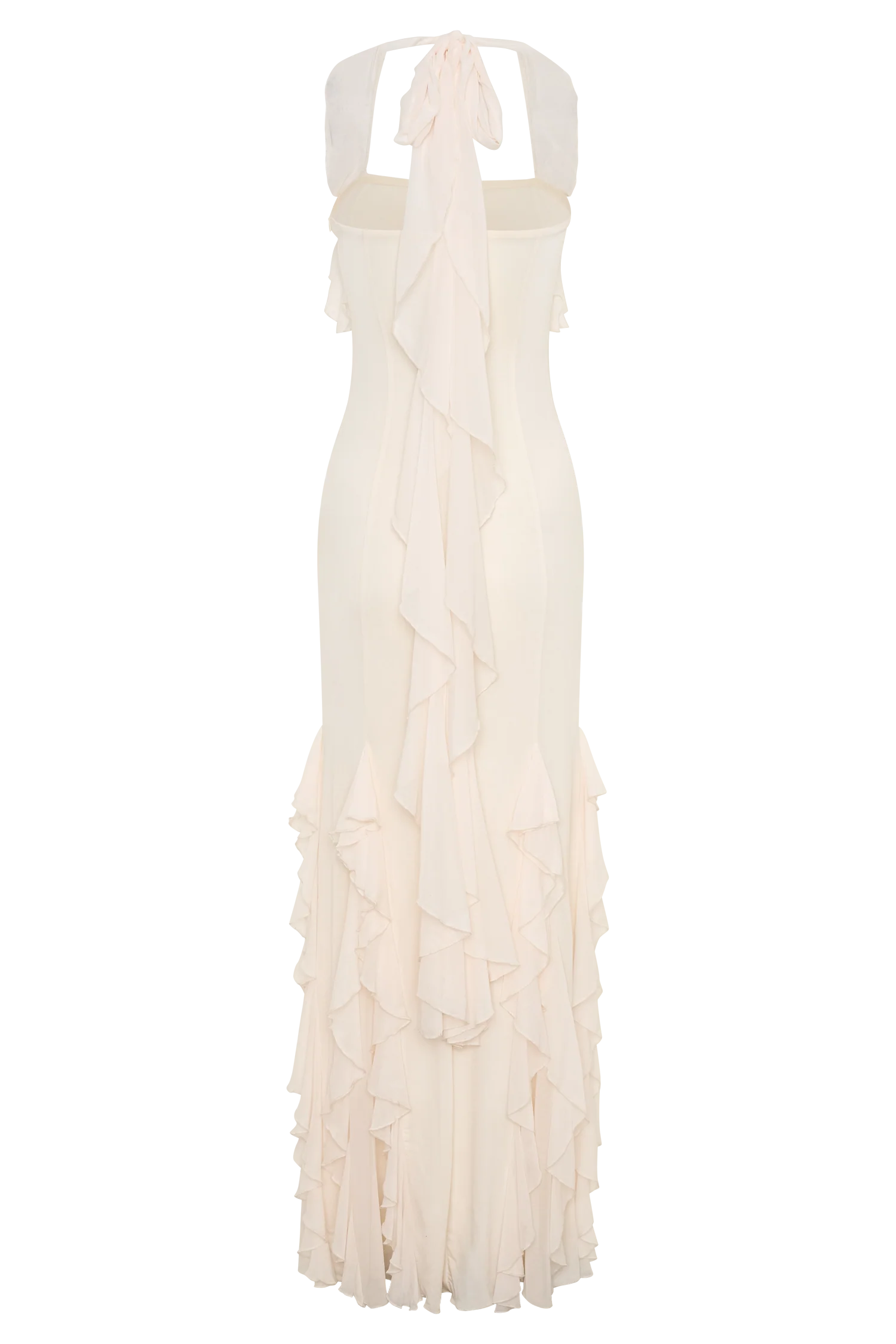 Etta Ruffle Slinky Maxi Dress - Ivory - Image 9