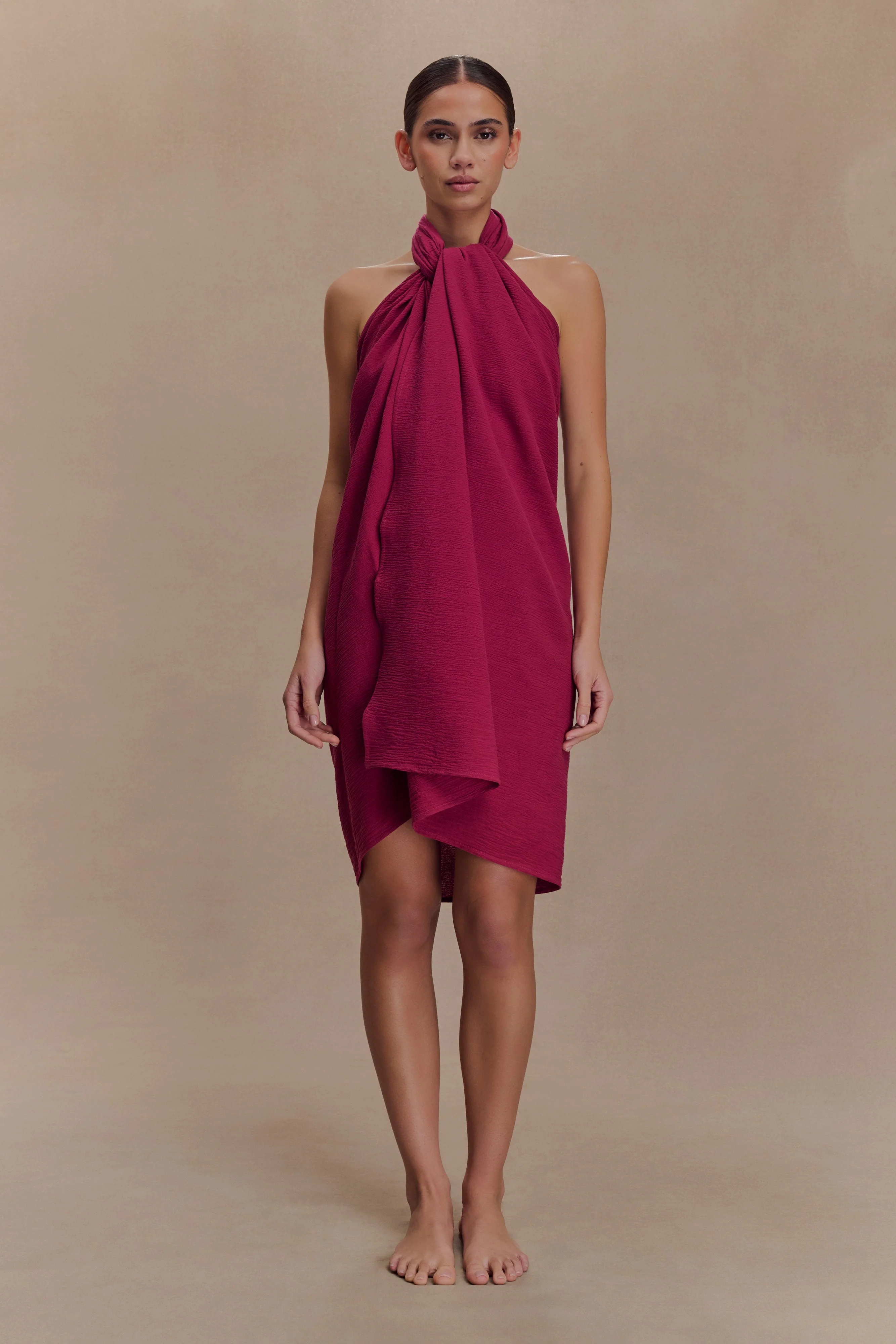 Evie Cotton Sarong - Wine - Image 4
