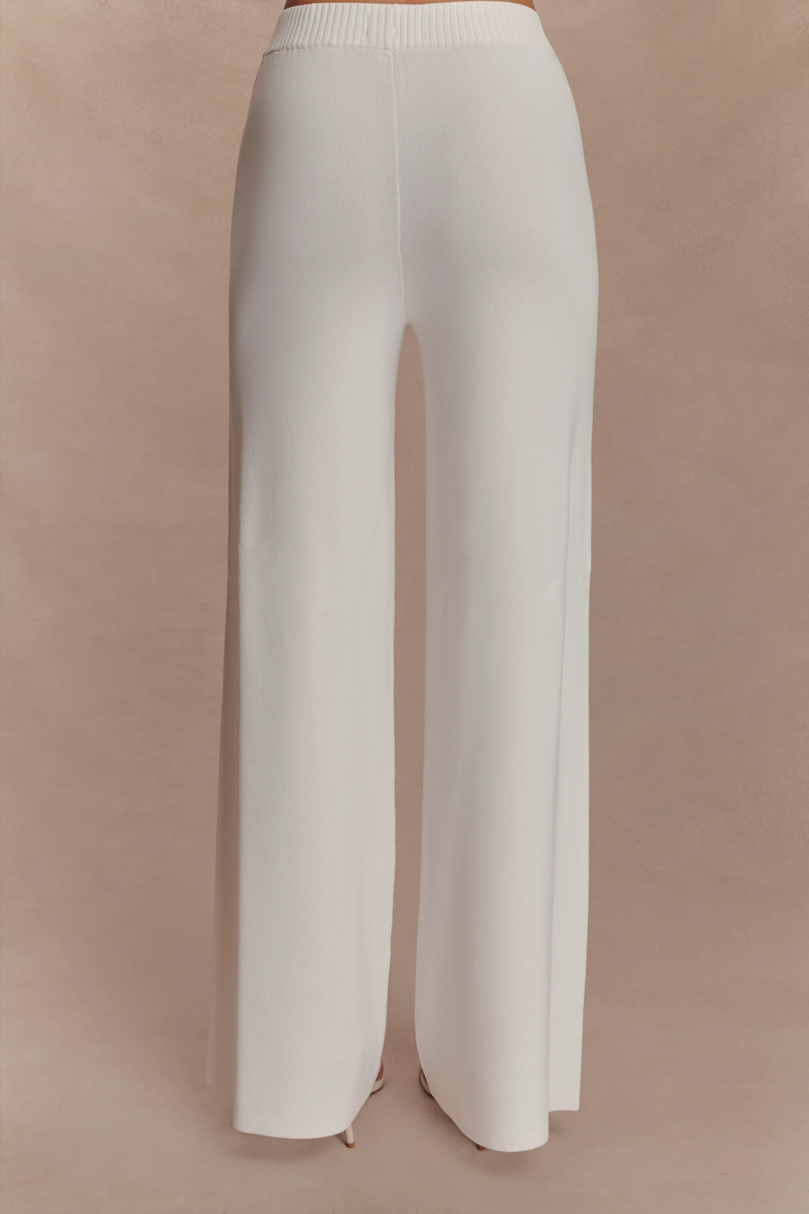 Fabiana Wide Leg Knit Pant - White - Image 2