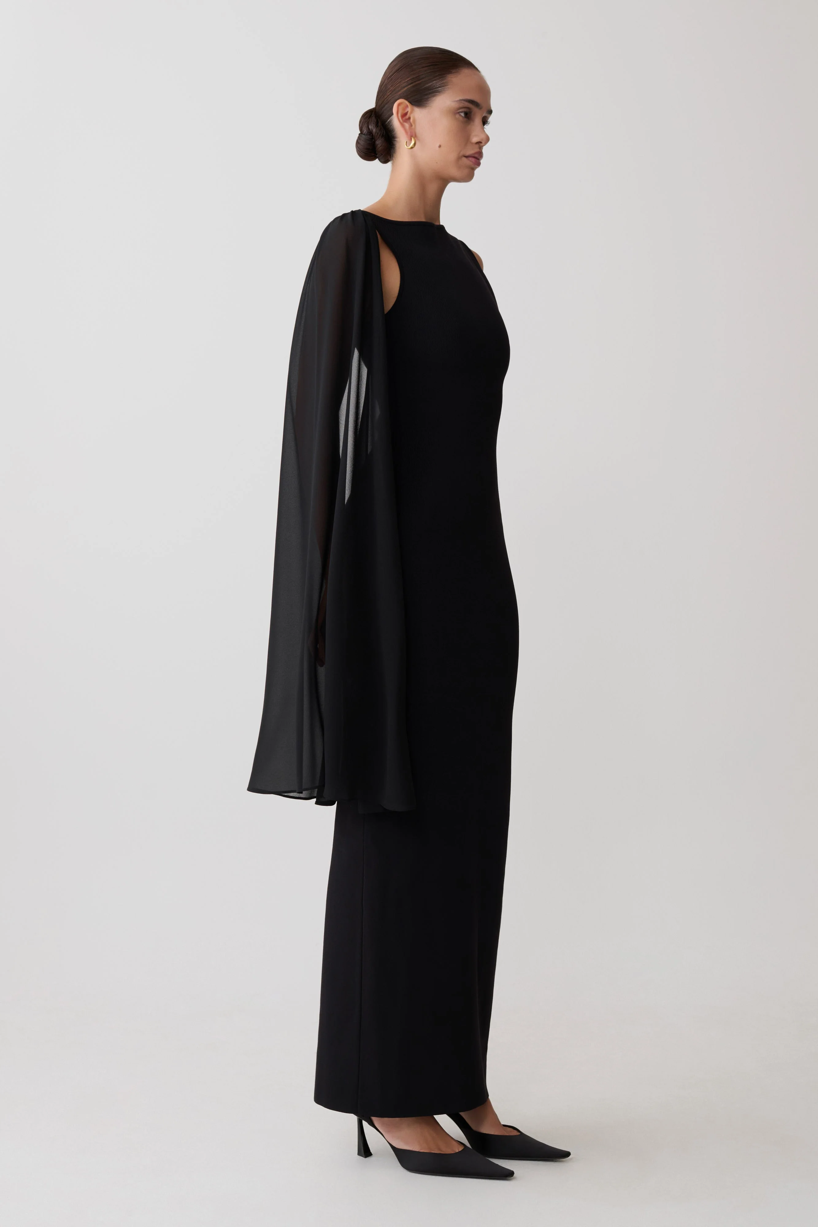 Farid Bandage Midi Dress With Chiffon - Black - Image 2