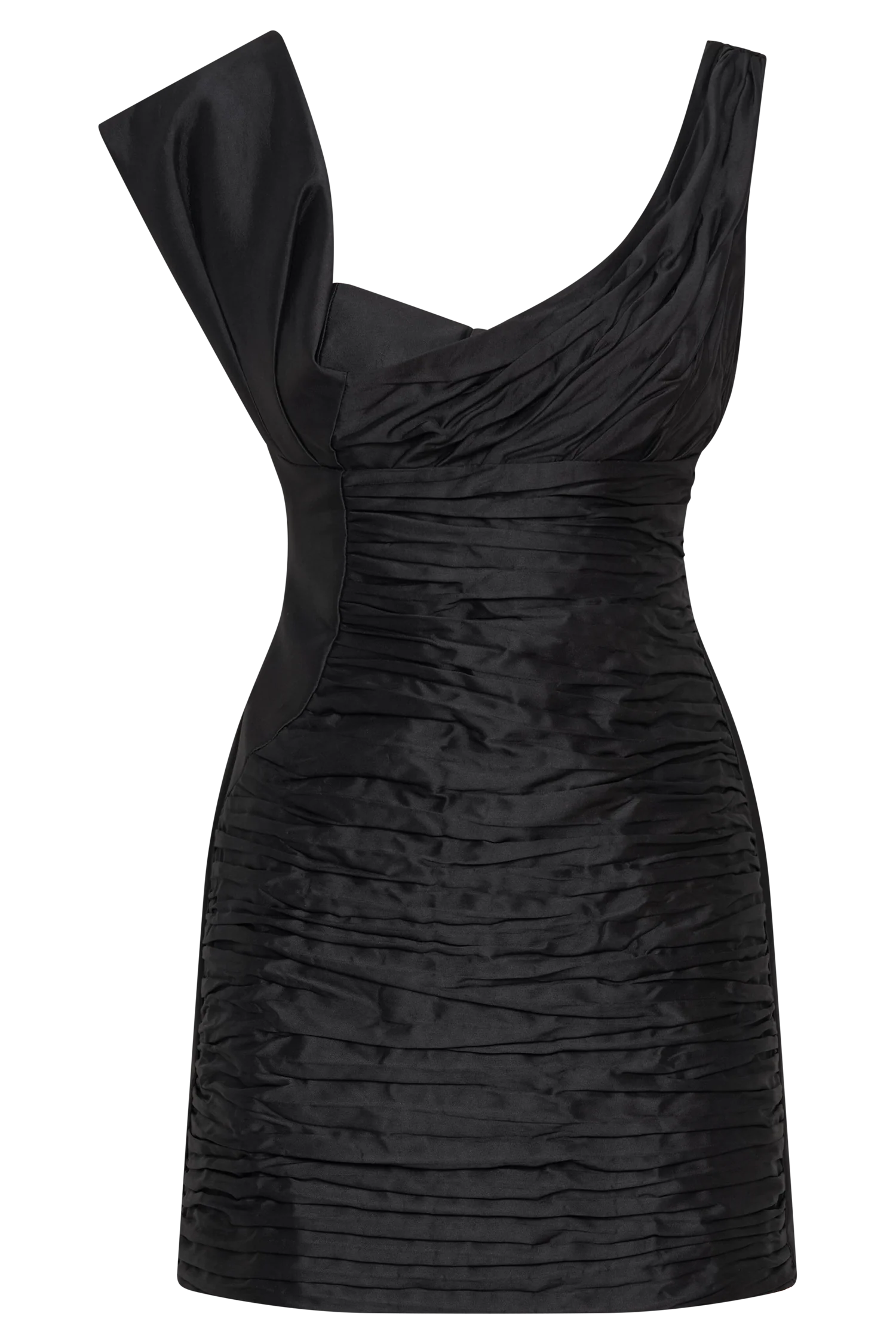 Farrah Structured Draped Mini Dress - Black - Image 9