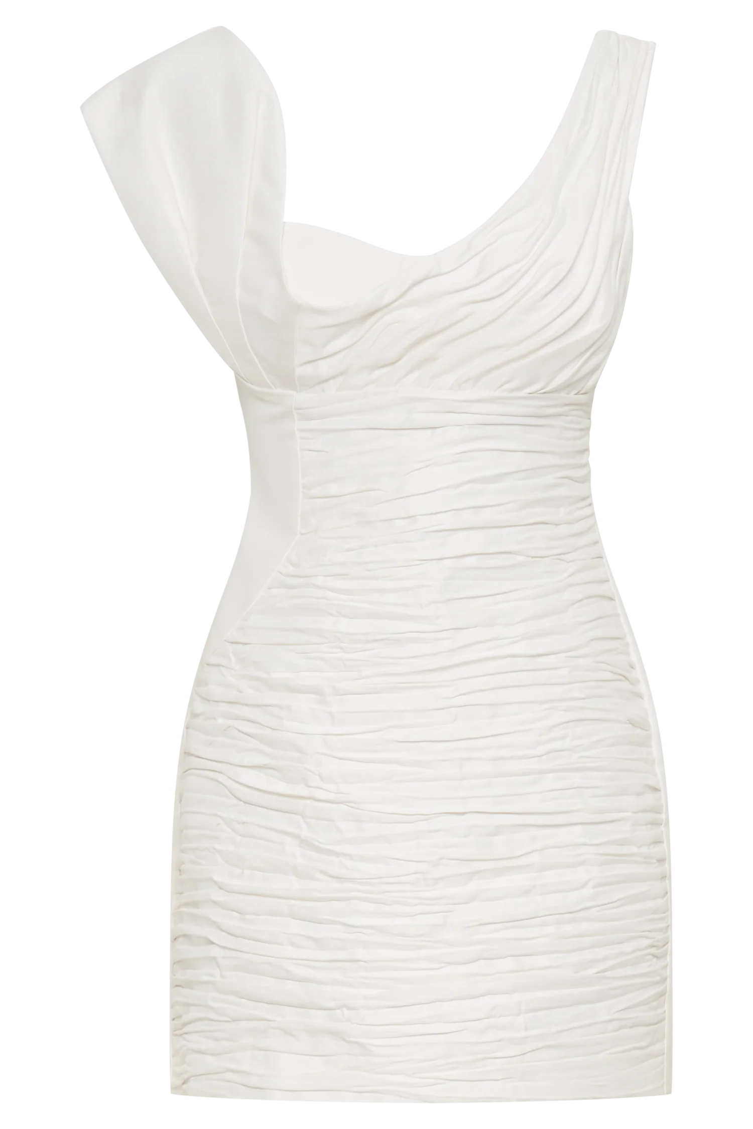 Farrah Structured Draped Mini Dress - White - Image 14