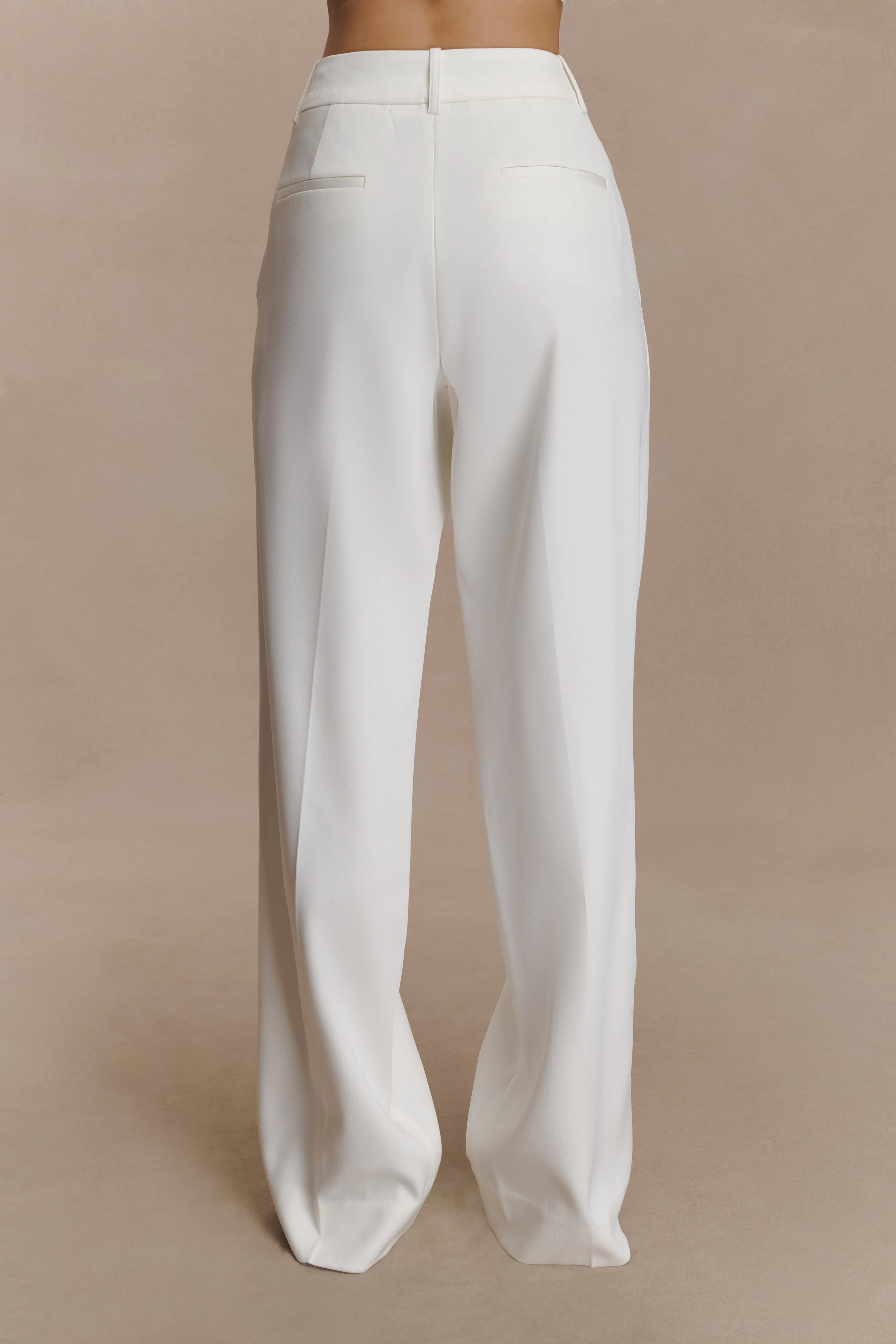 Fatima Satin Straight Leg Pant - White - Image 3