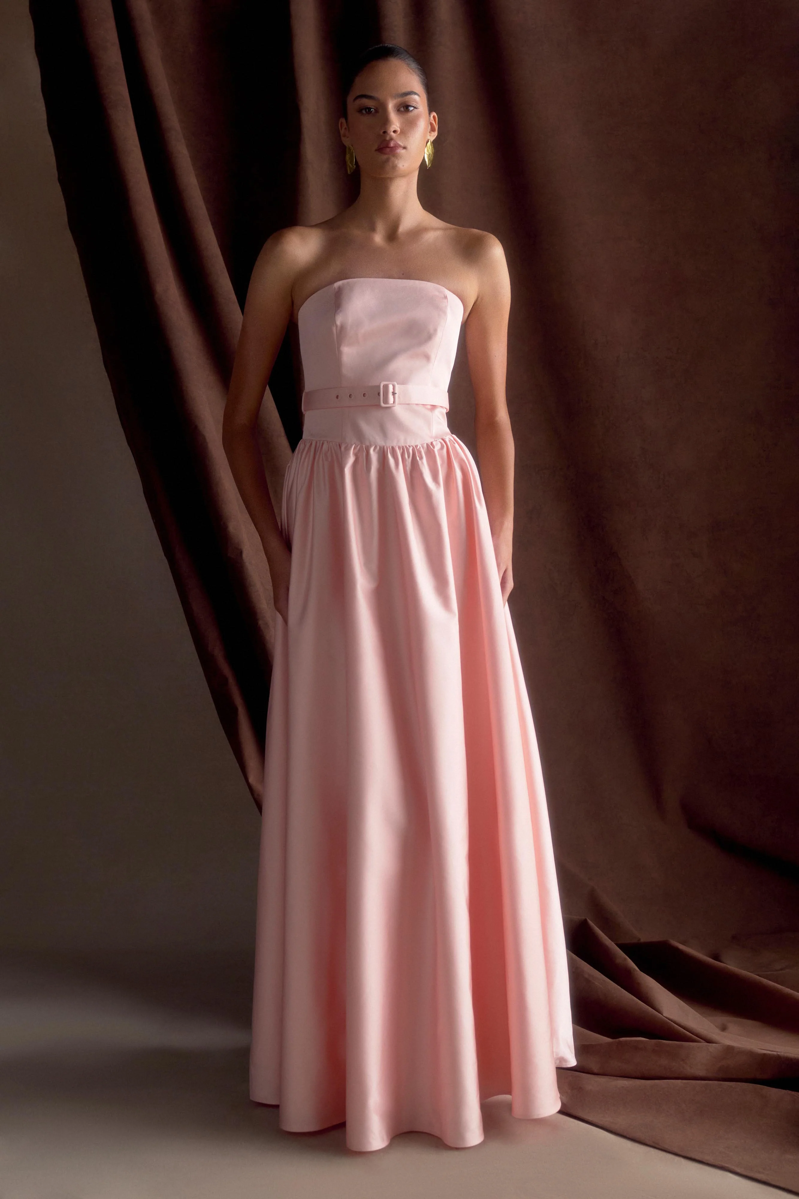 Florence Strapless Belted Maxi Dress - Baby Pink - Image 6