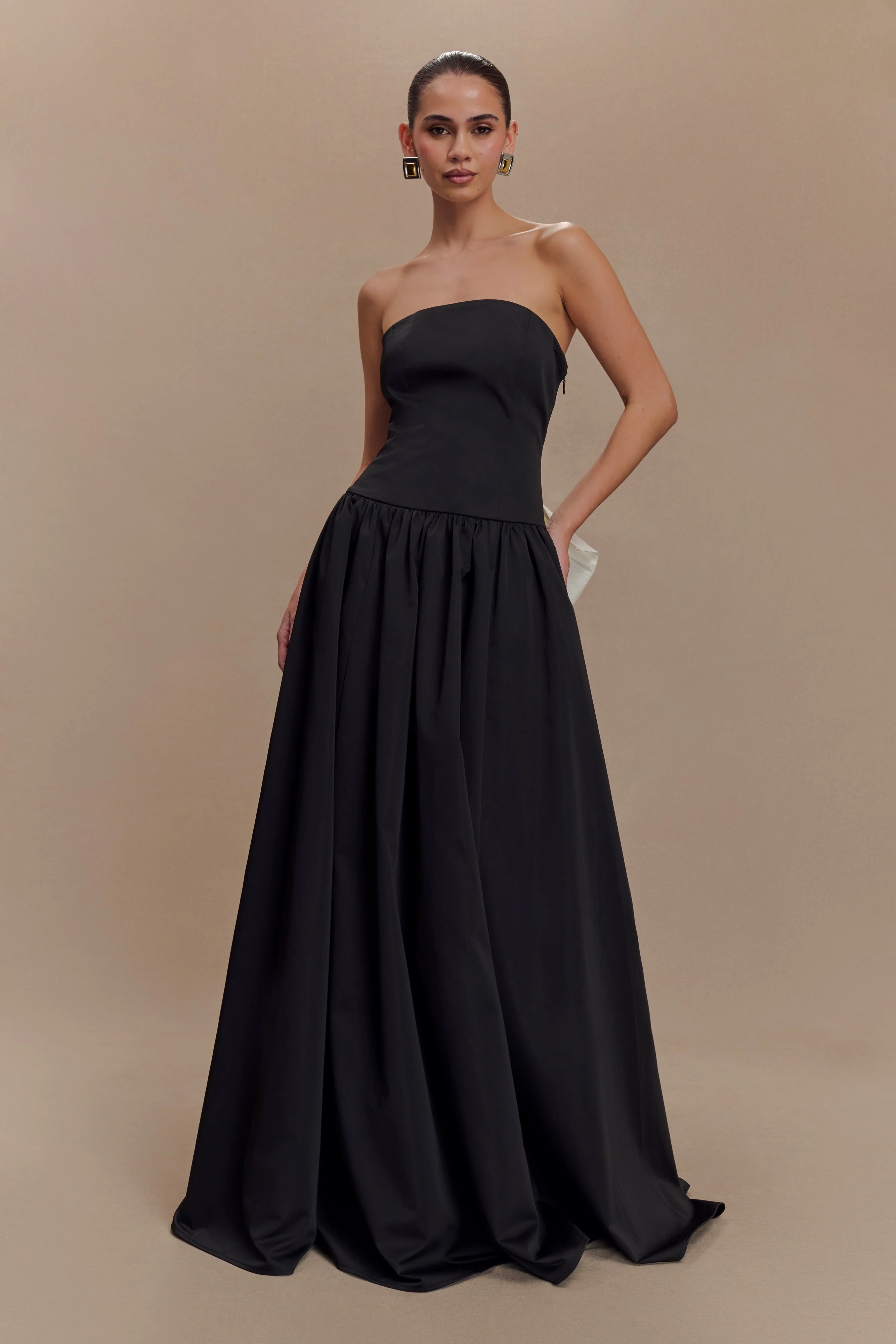 Frances Strapless Bow Maxi Dress - Black - Image 2