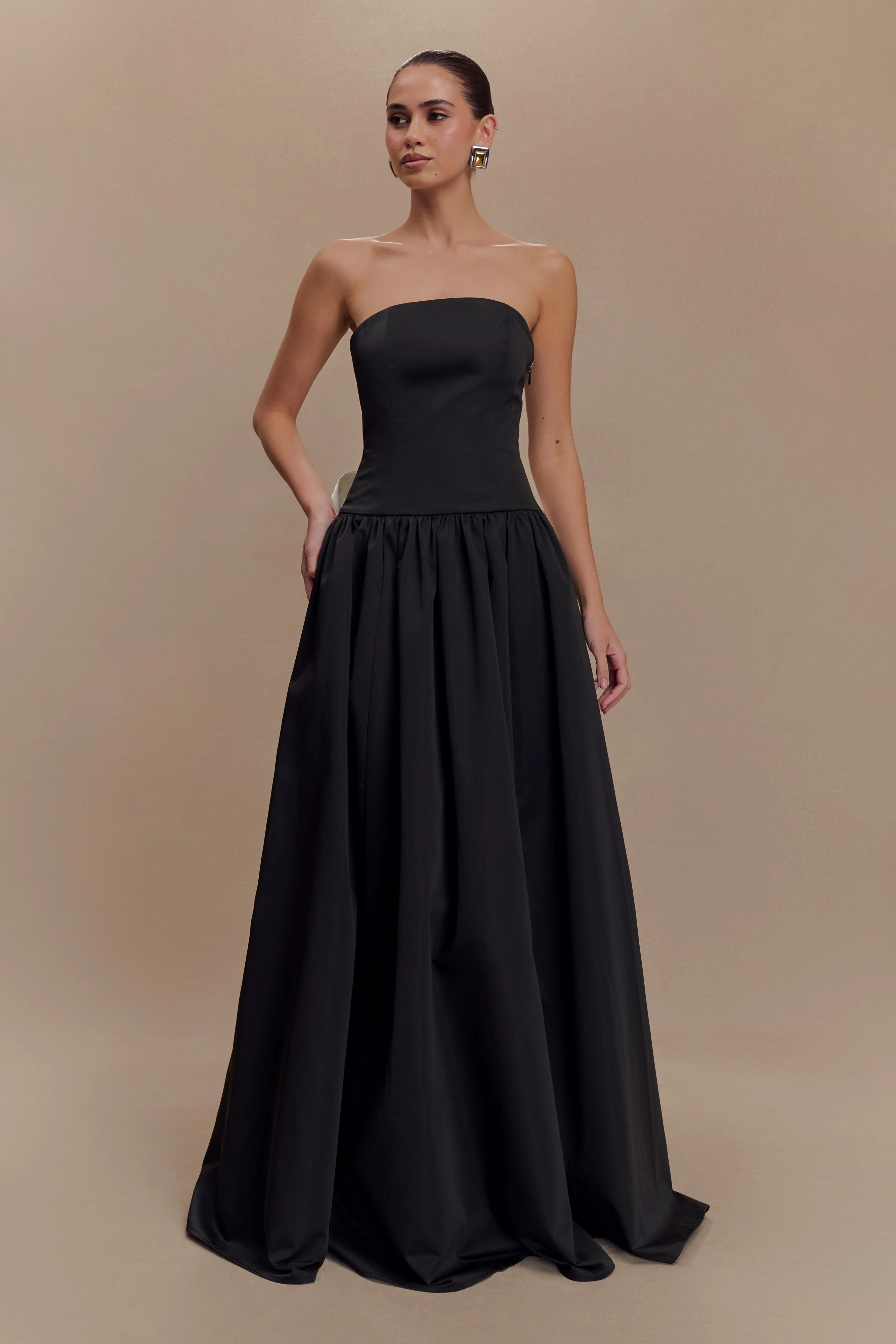 Frances Strapless Bow Maxi Dress - Black - Image 6