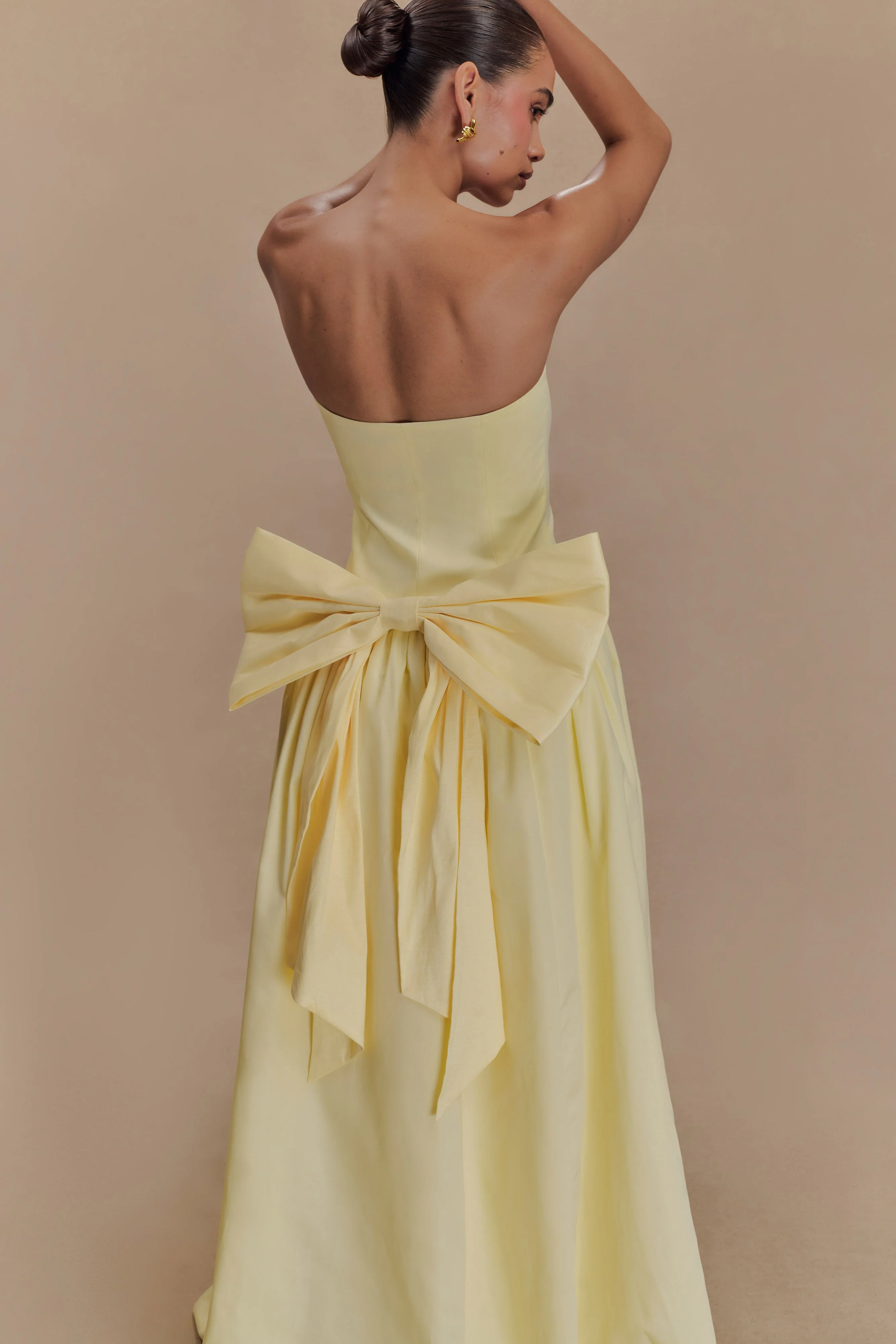 Frances Strapless Bow Maxi Dress - Lemon - Image 5