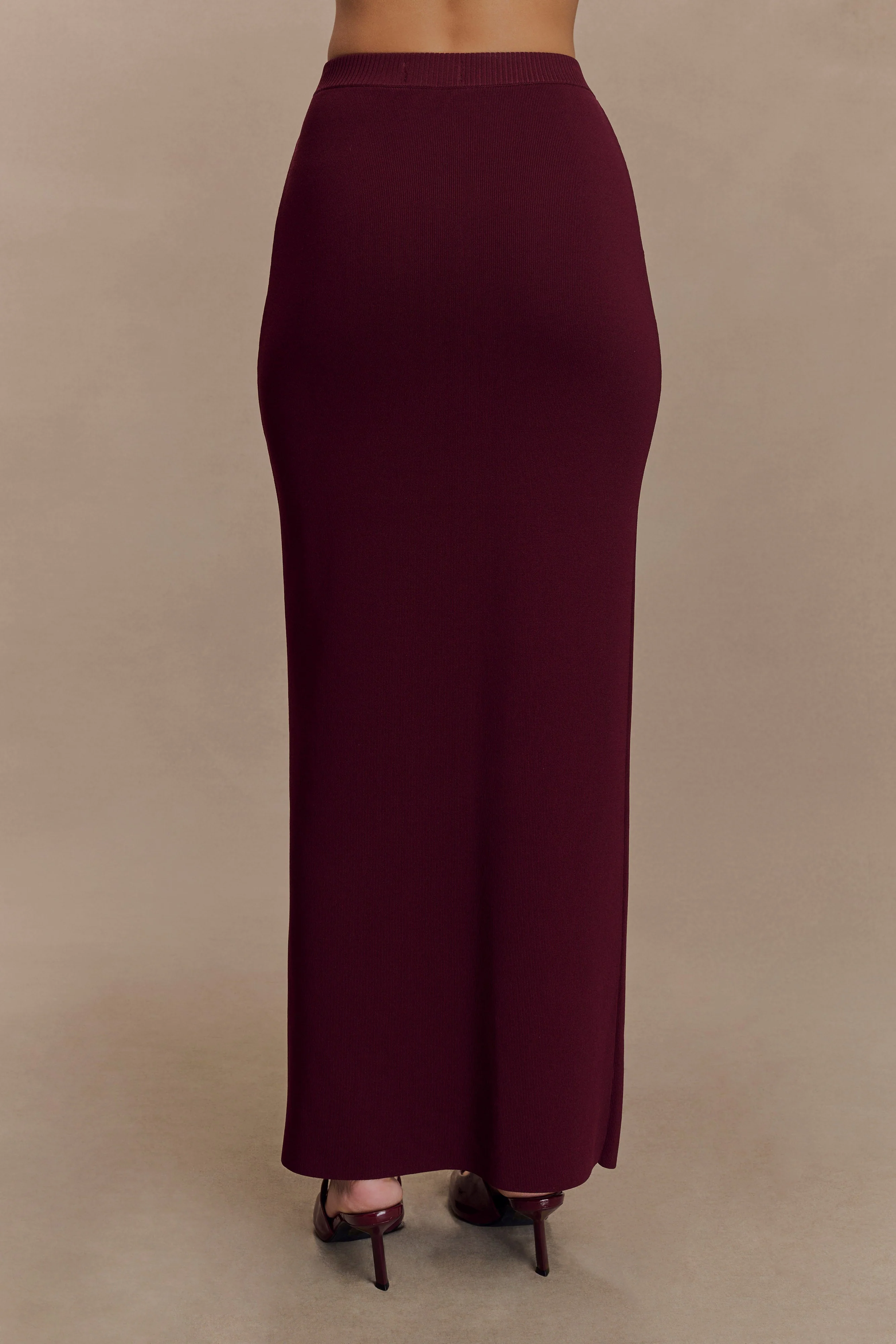 Francisca Mid Rise Knit Maxi Skirt - Merlot - Image 3