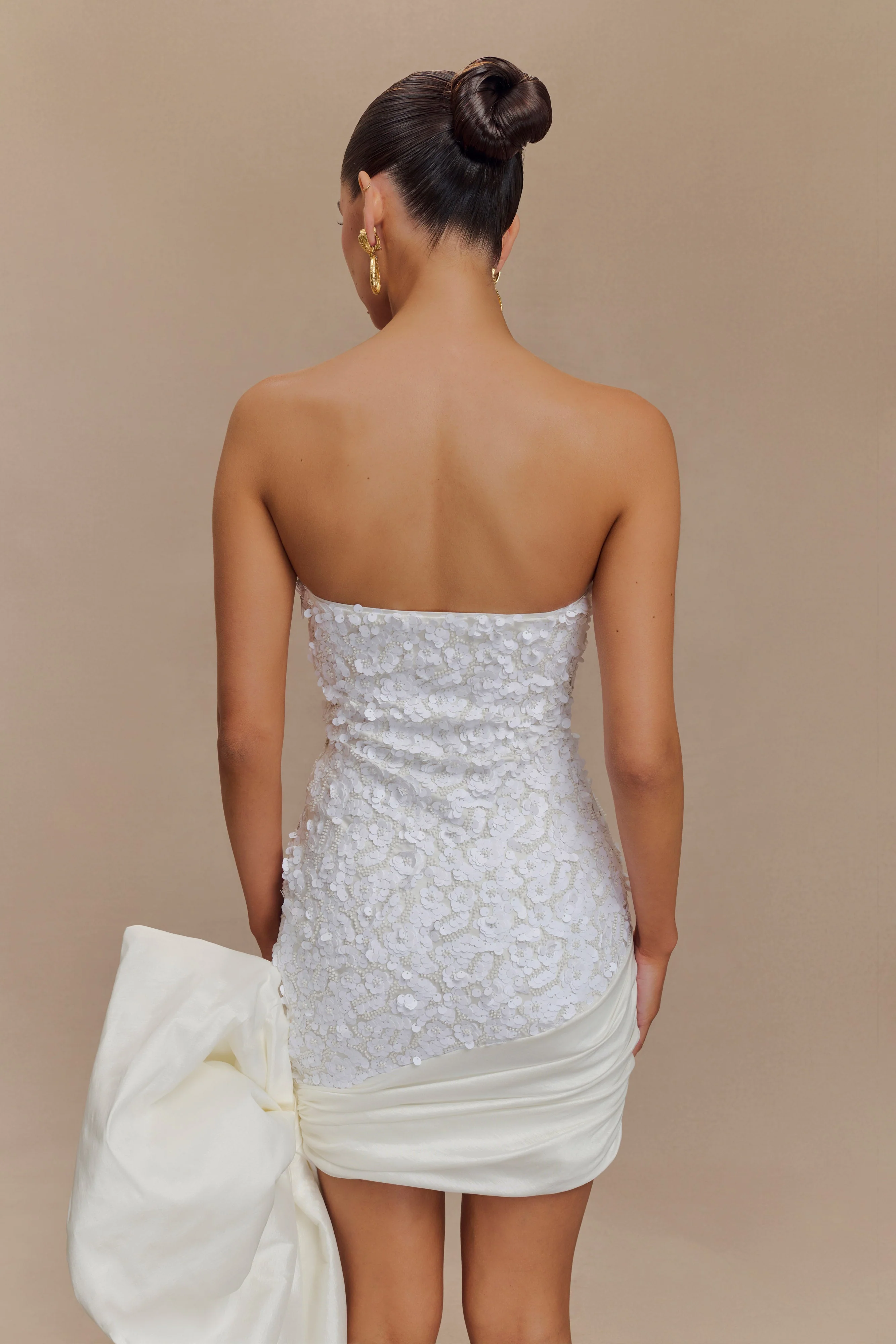 Franka Strapless Bow Mini Dress - White - Image 6