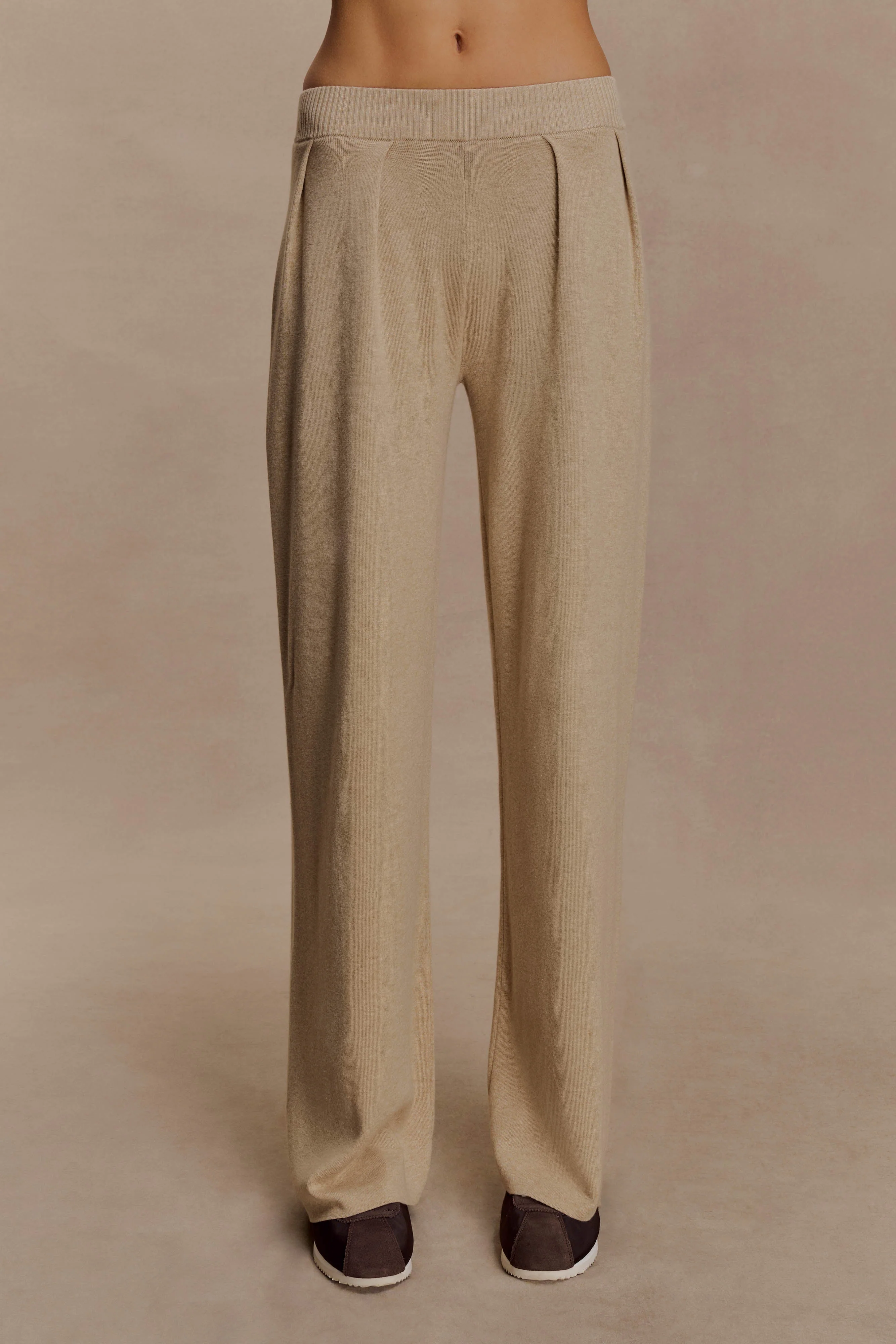 Frannie Gathered Silk Blend Knit Pants - Sand - Image 9