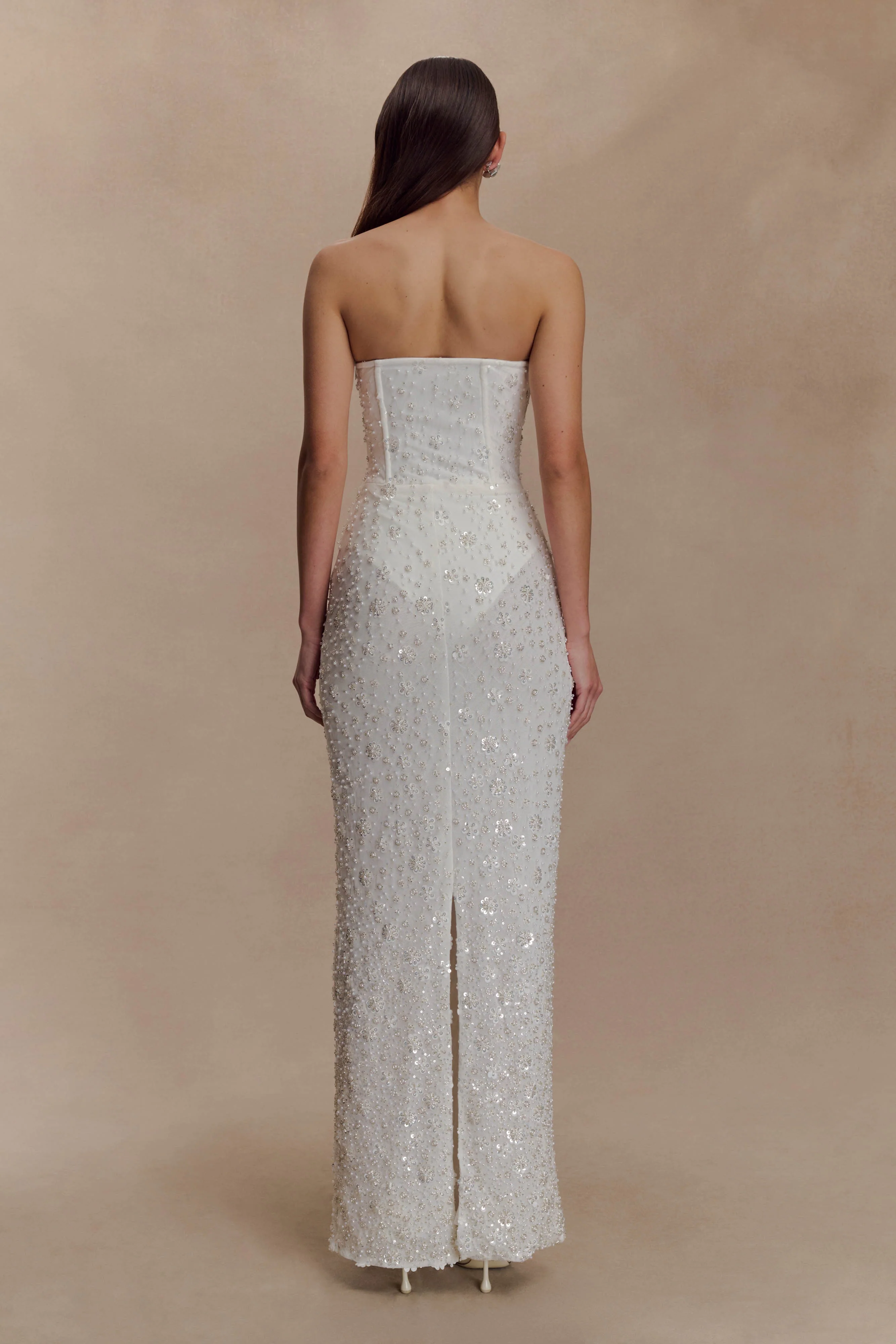 Gemma Strapless Embellished Maxi Dress - Ivory - Image 4