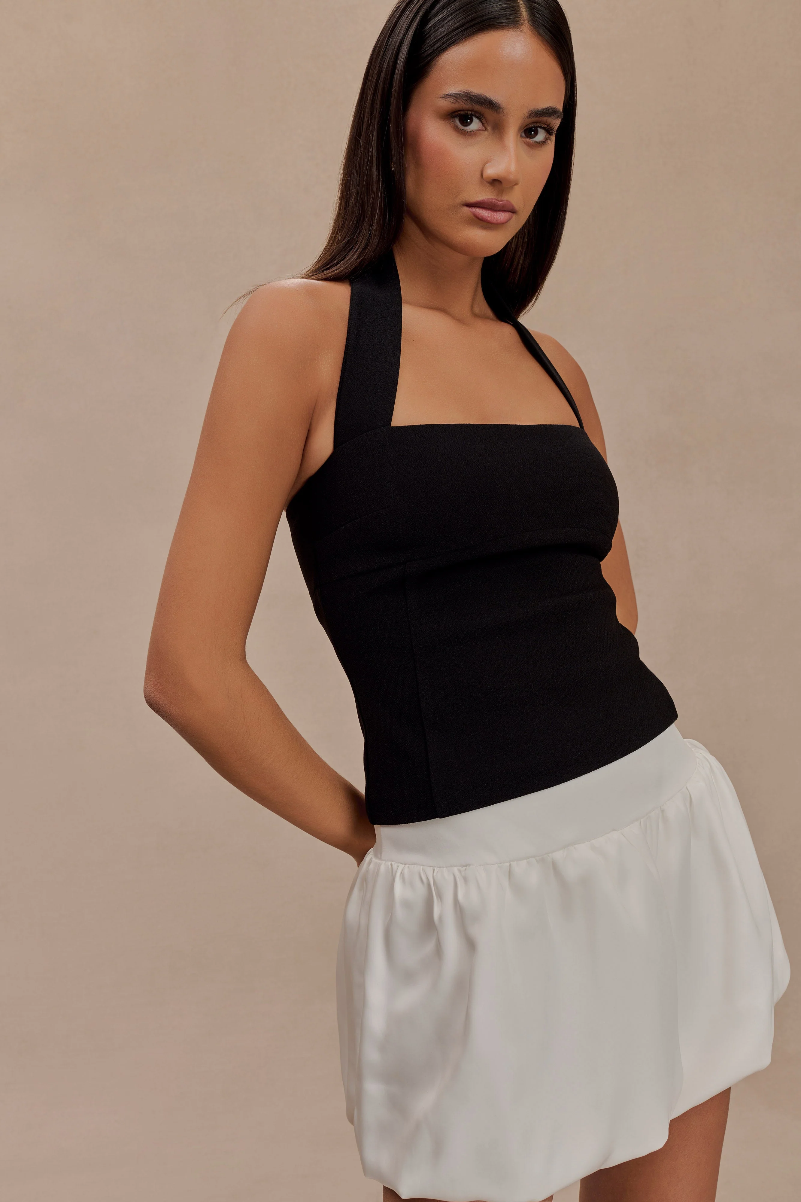 Genia Satin Bubble Mini Skirt - White - Image 3