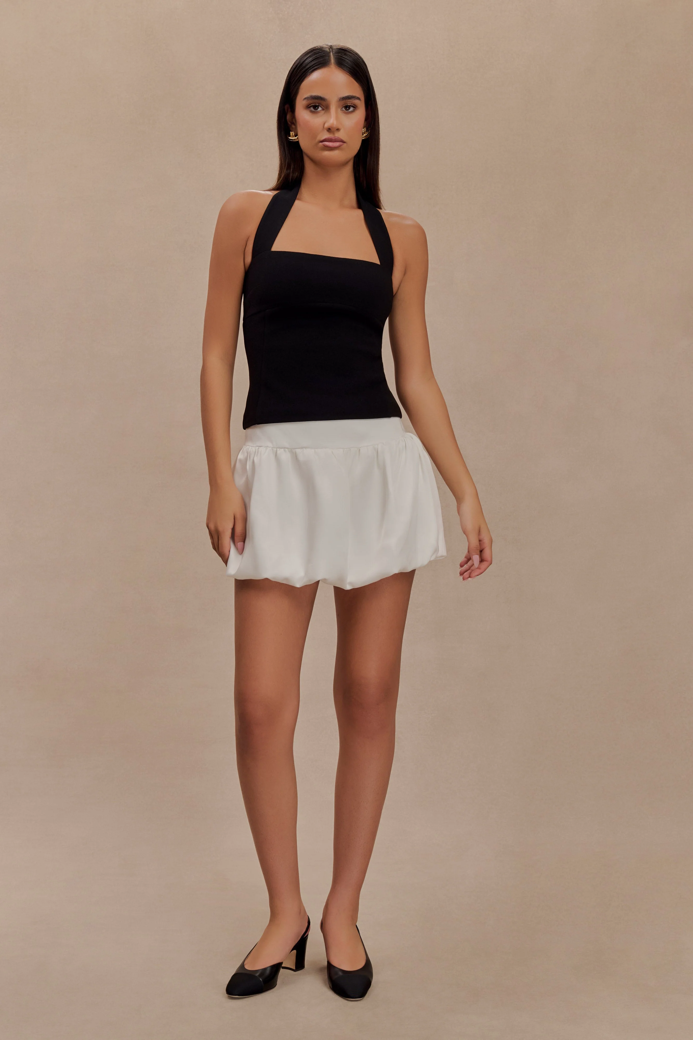 Genia Satin Bubble Mini Skirt - White - Image 6