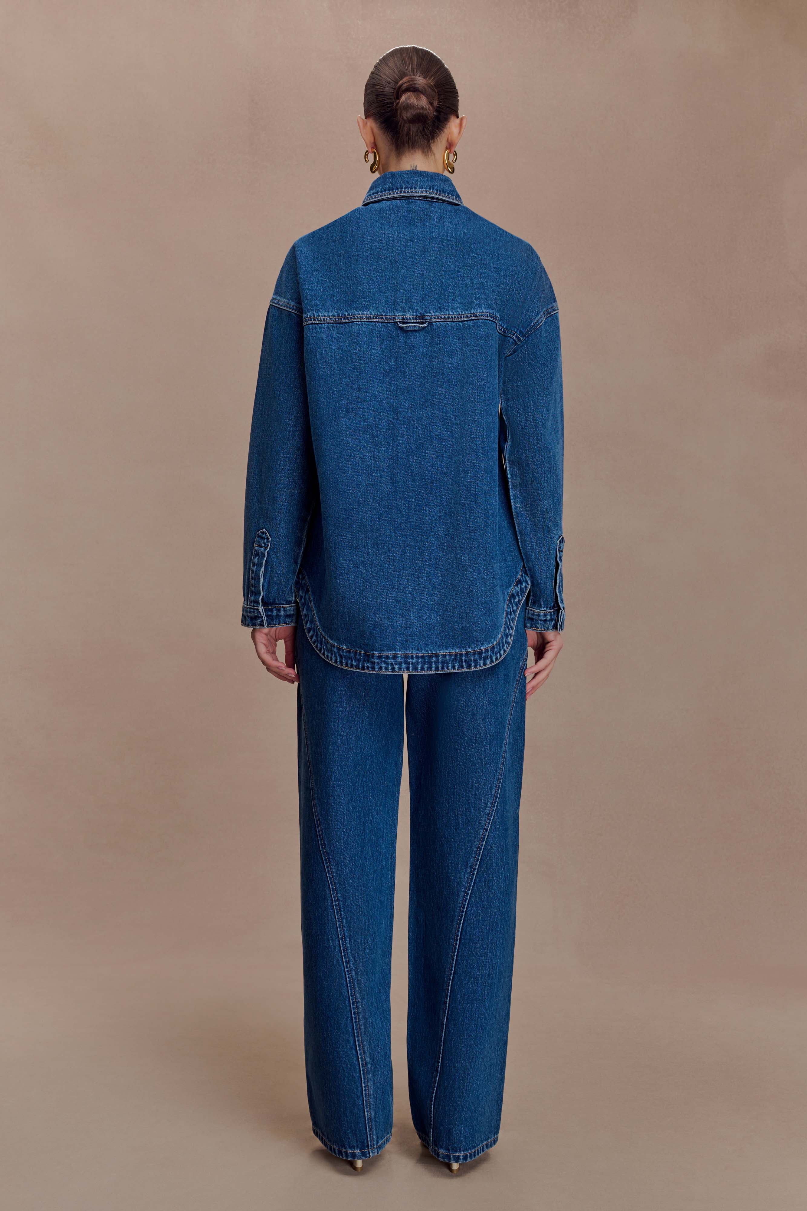 Georgette Mid Rise Paneled Denim Jeans - Dark Blue - Image 6