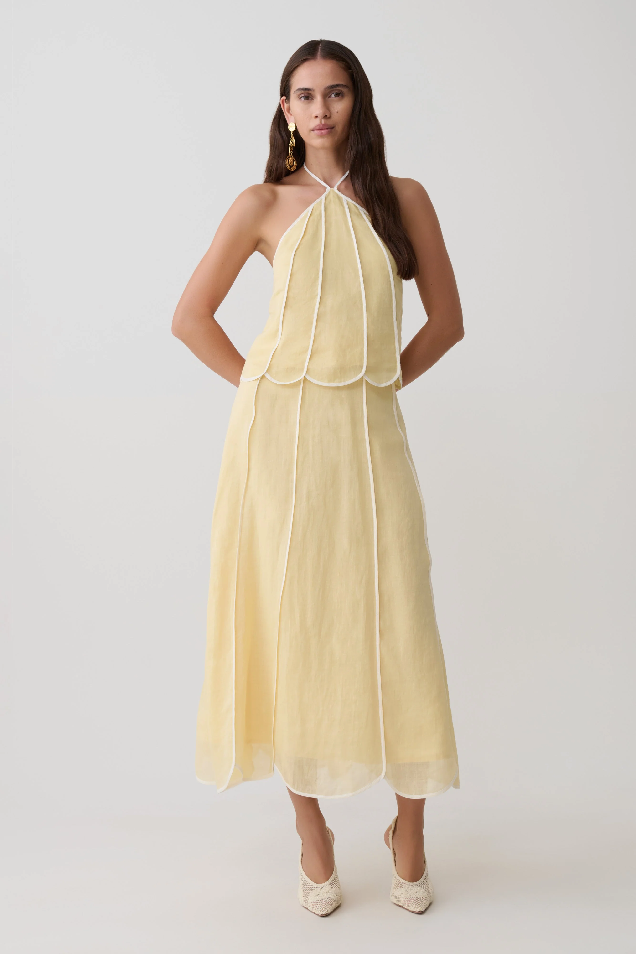 Georgia Panelled Halter Sleeveless Top - Butter - Image 6
