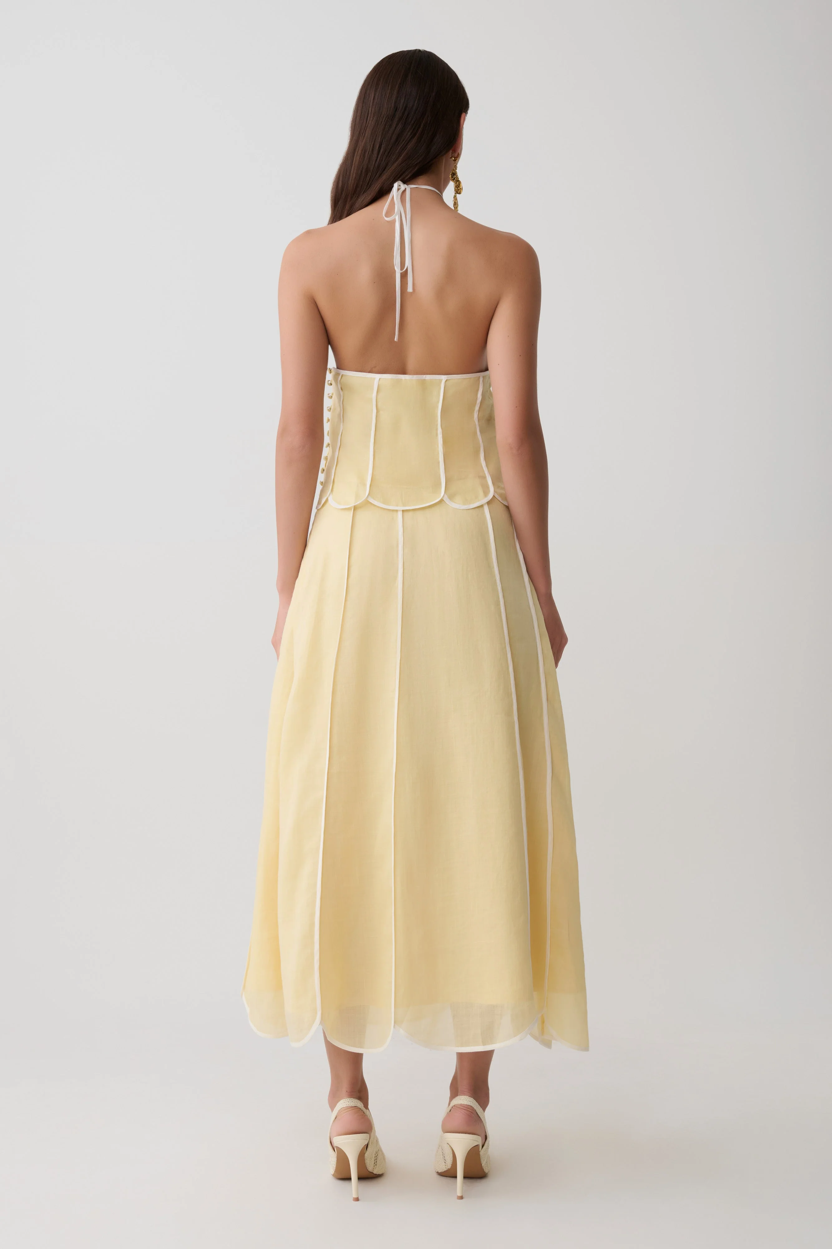 Georgia Panelled Midi Skirt - Butter - Image 2