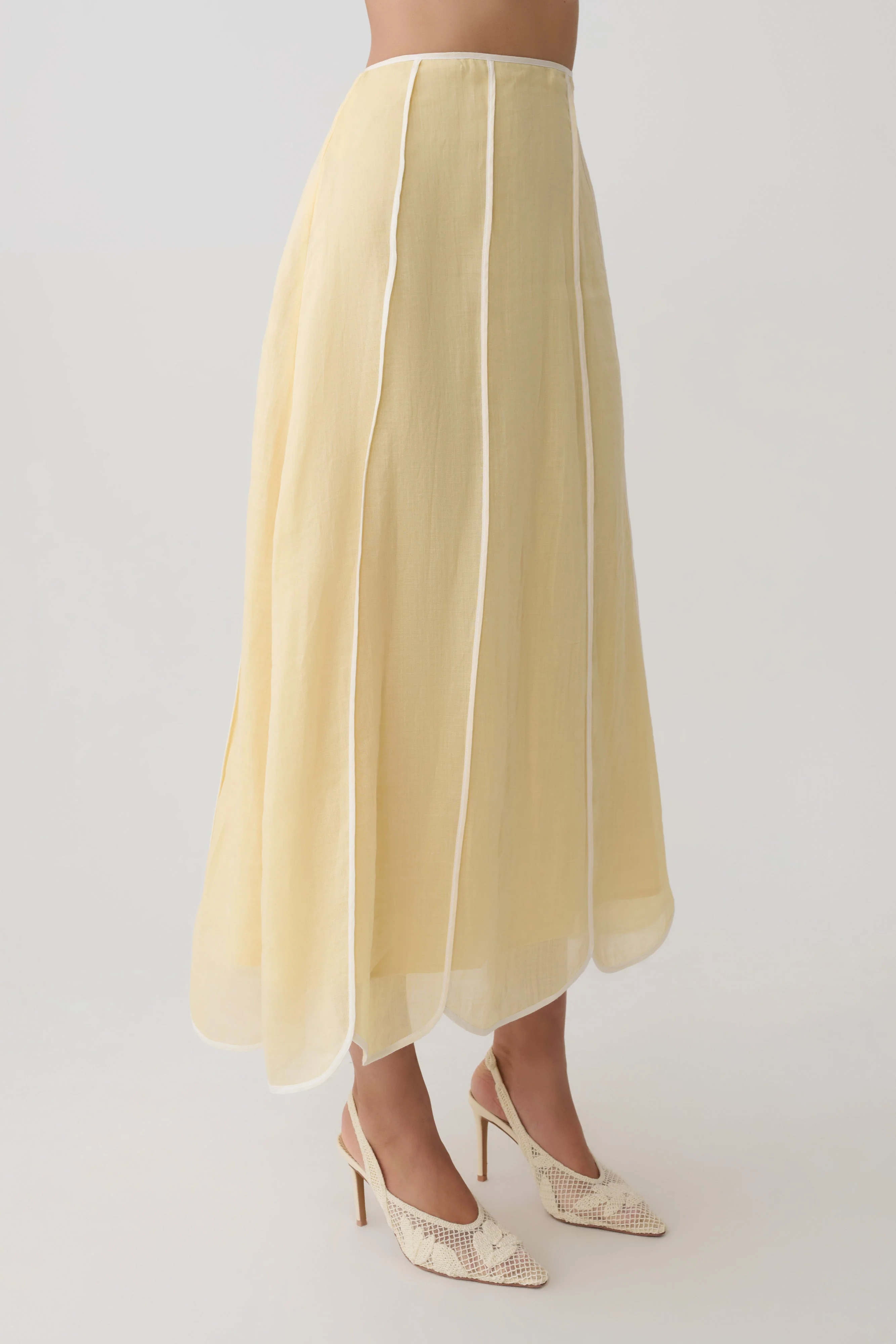 Georgia Panelled Midi Skirt - Butter - Image 6