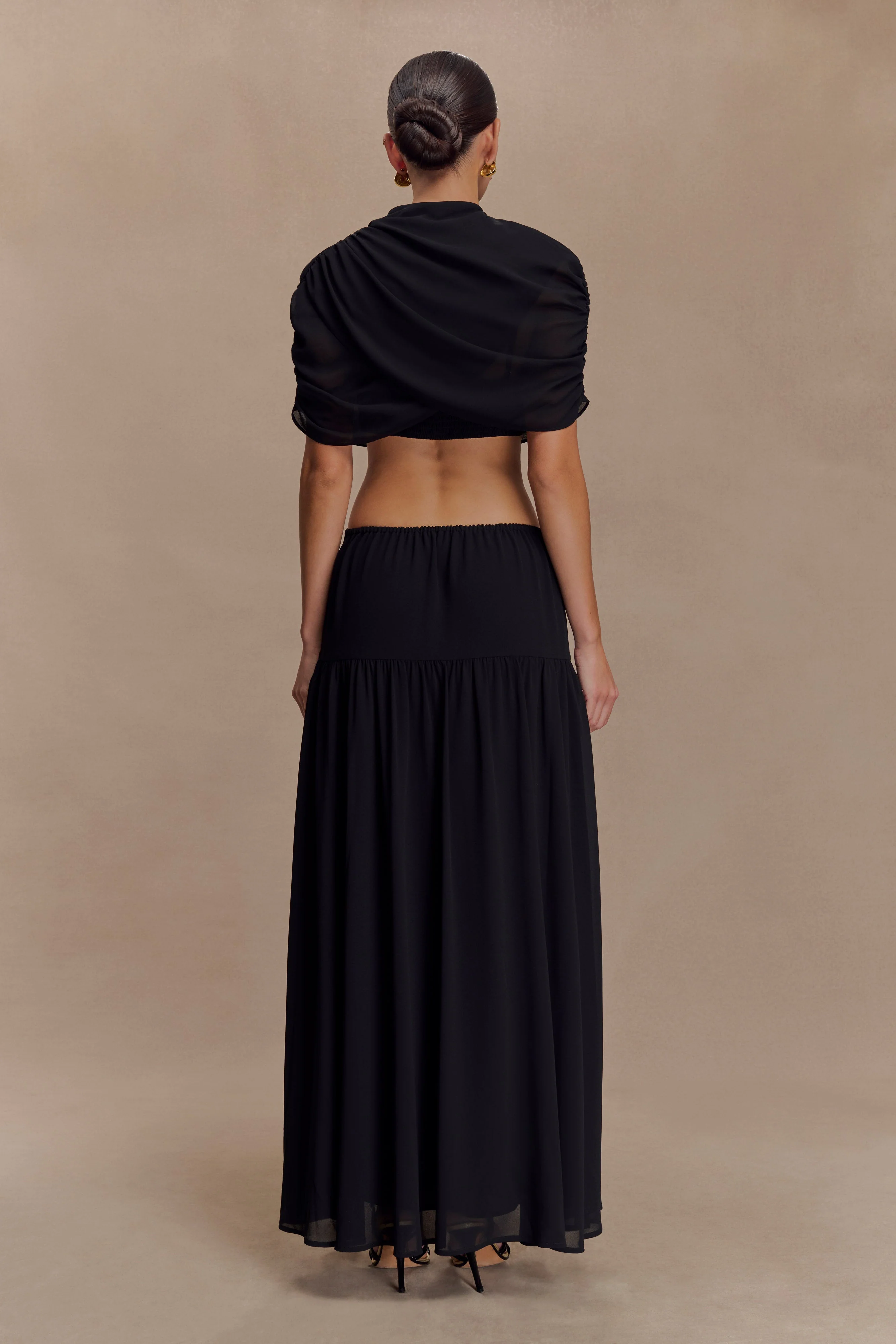 Georgina Chiffon Midi Dress - Black - Image 2