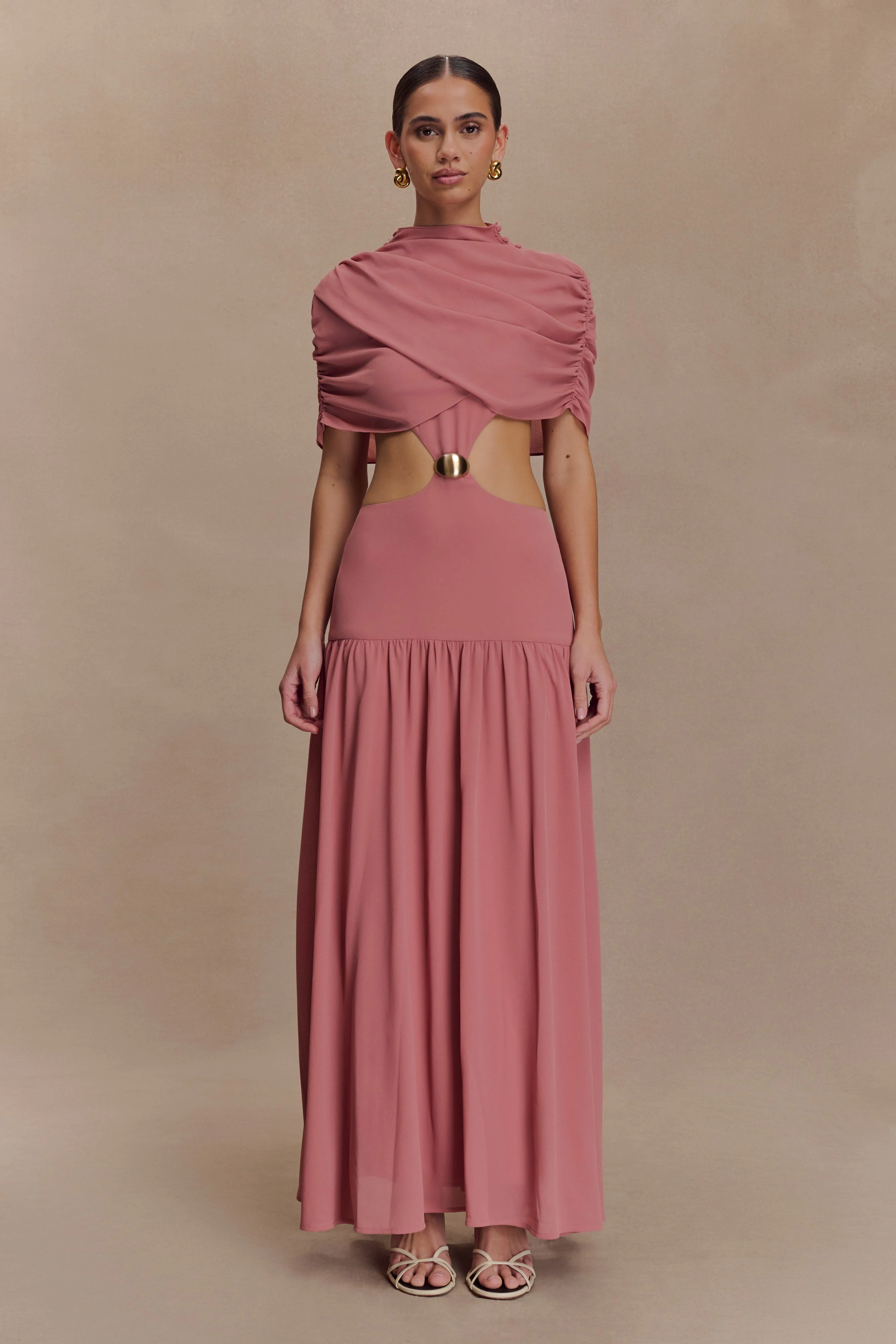 Georgina Chiffon Midi Dress - Burnt Rose - Image 4