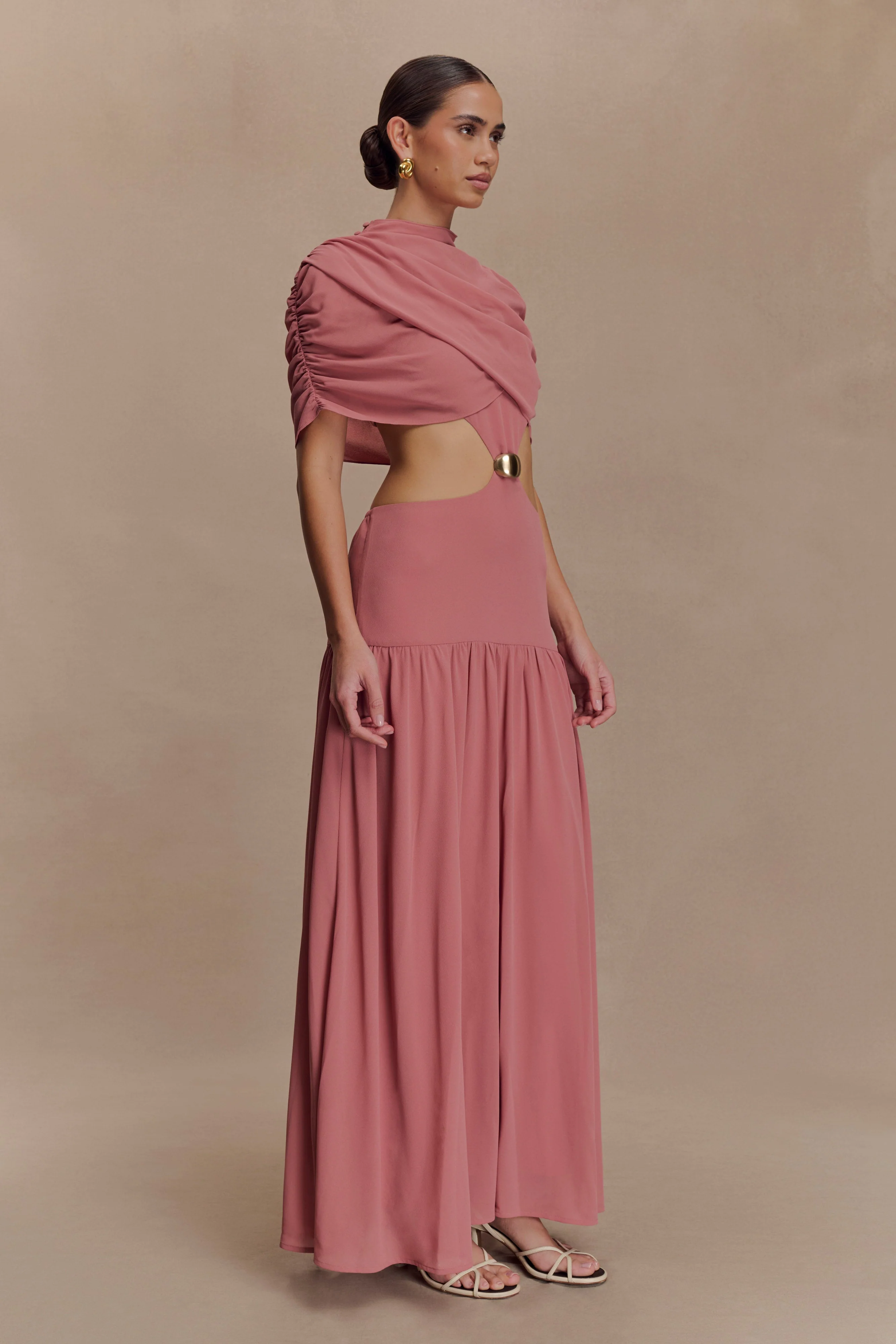 Georgina Chiffon Midi Dress - Burnt Rose - Image 7