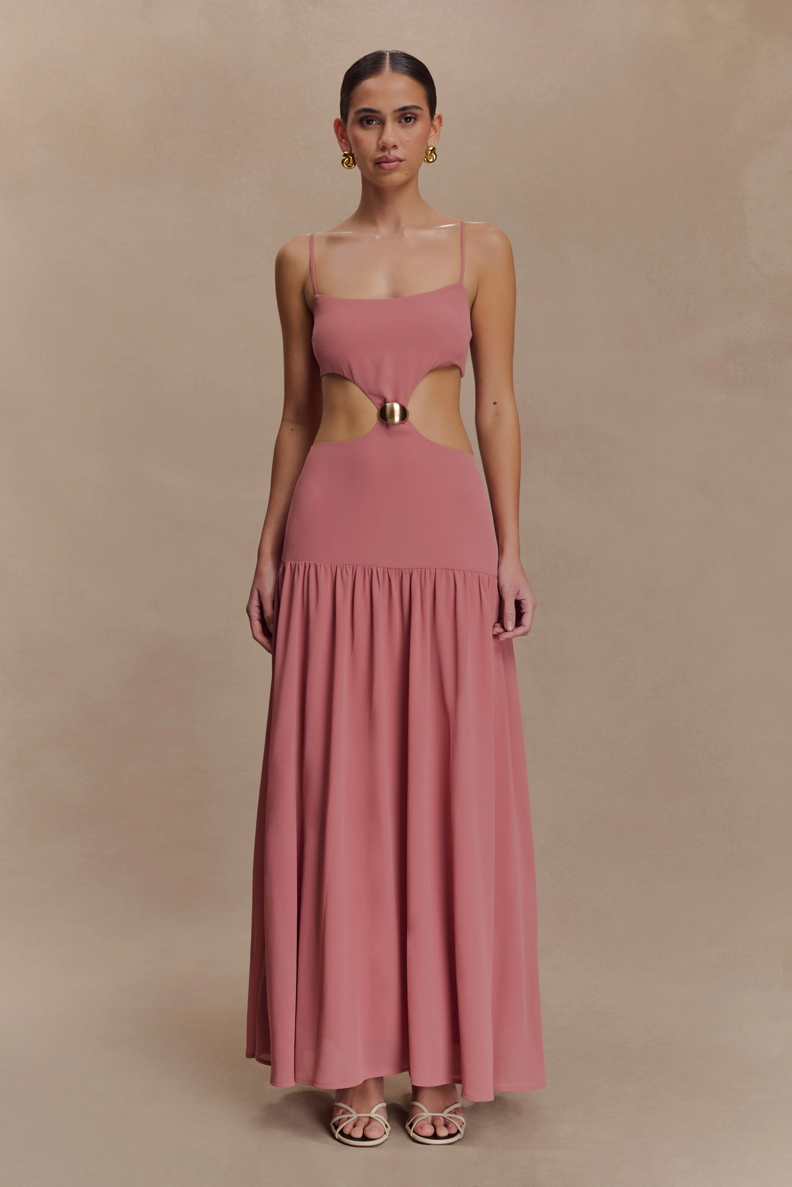 Georgina Chiffon Midi Dress - Burnt Rose - Image 8