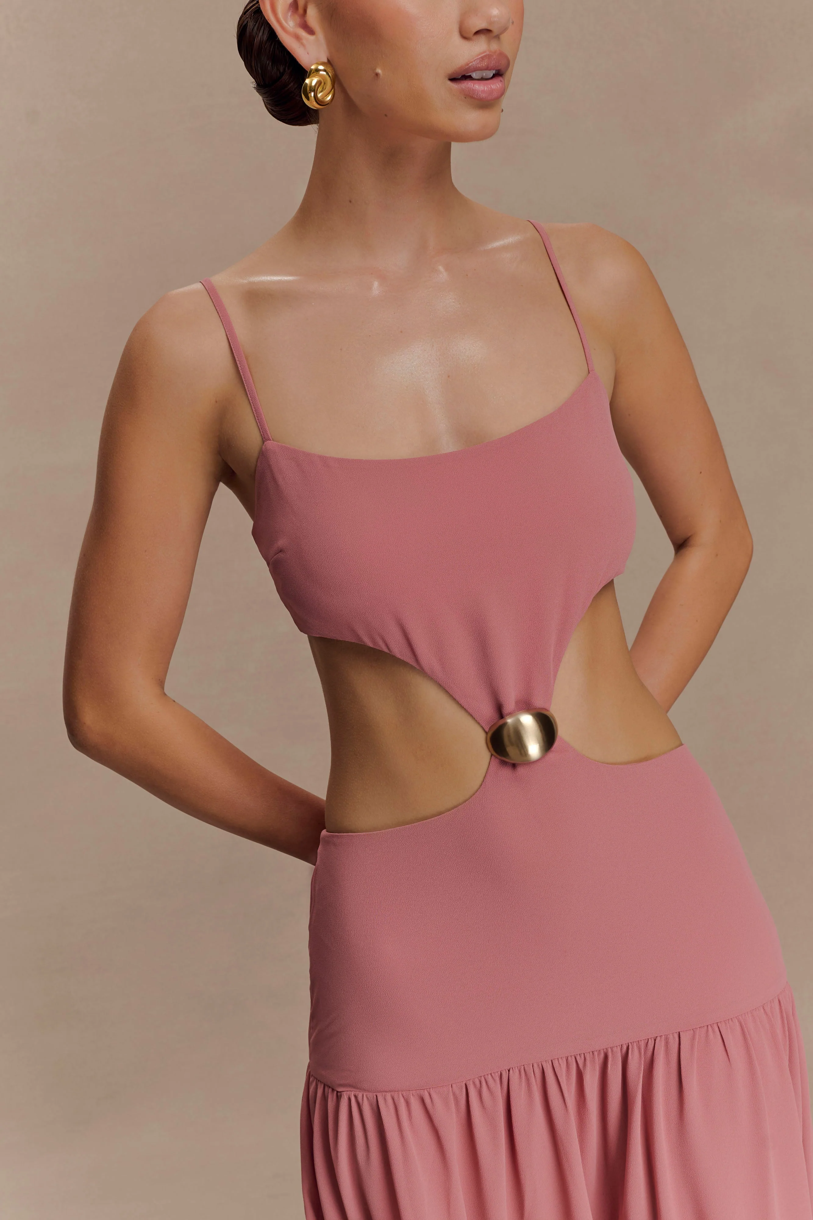 Georgina Chiffon Midi Dress - Burnt Rose - Image 9