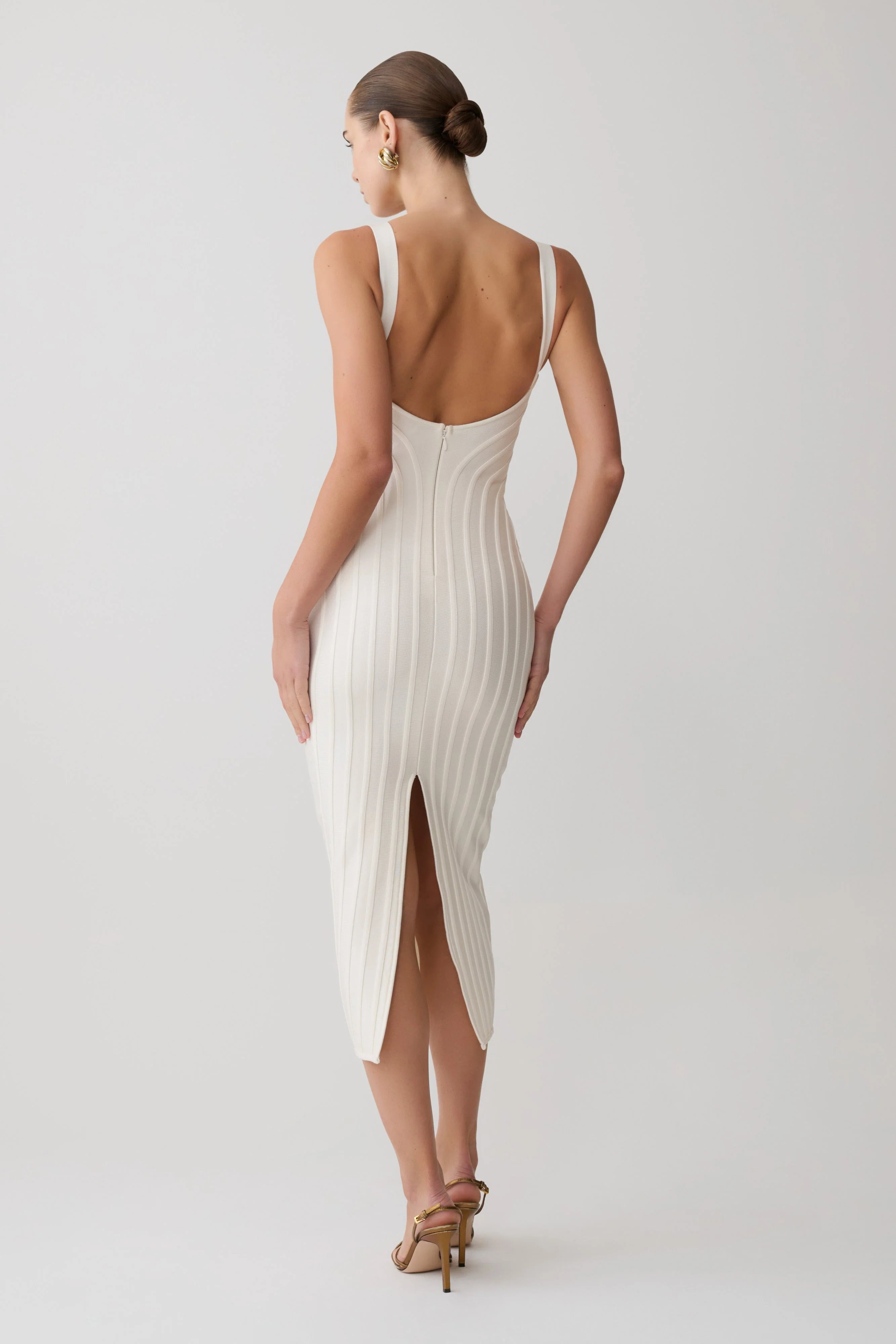 Gia Bandage Knit Midi Dress - Ivory - Image 6