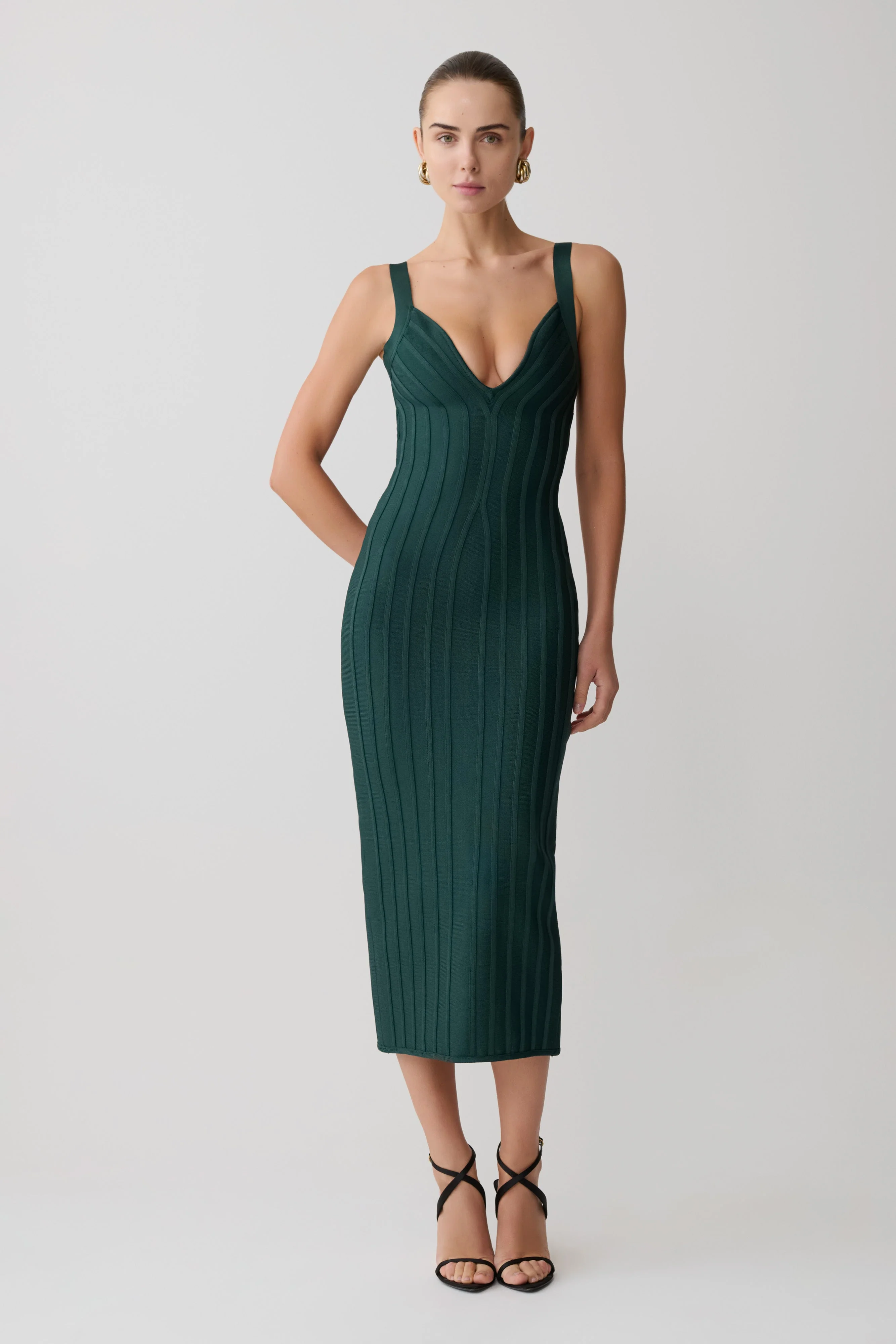 Gia Bandage Knit Midi Dress - Teal - Image 4