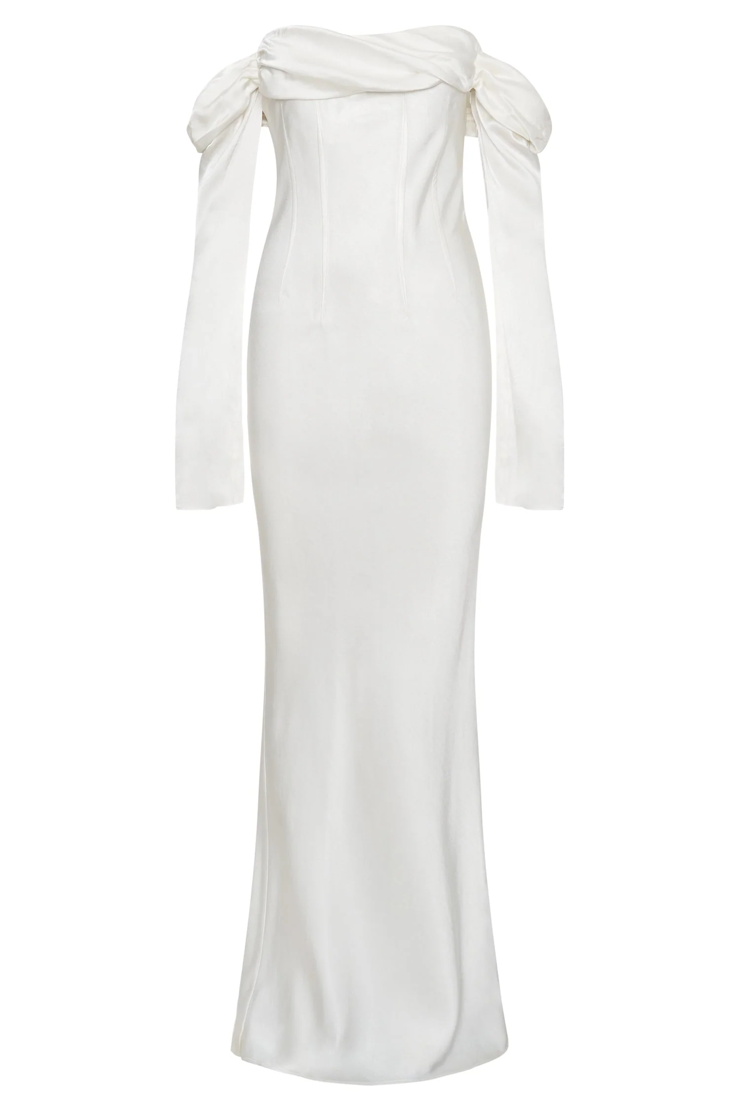 Giselle Off Shoulder Cowl Neck Maxi Dress - White - Image 7