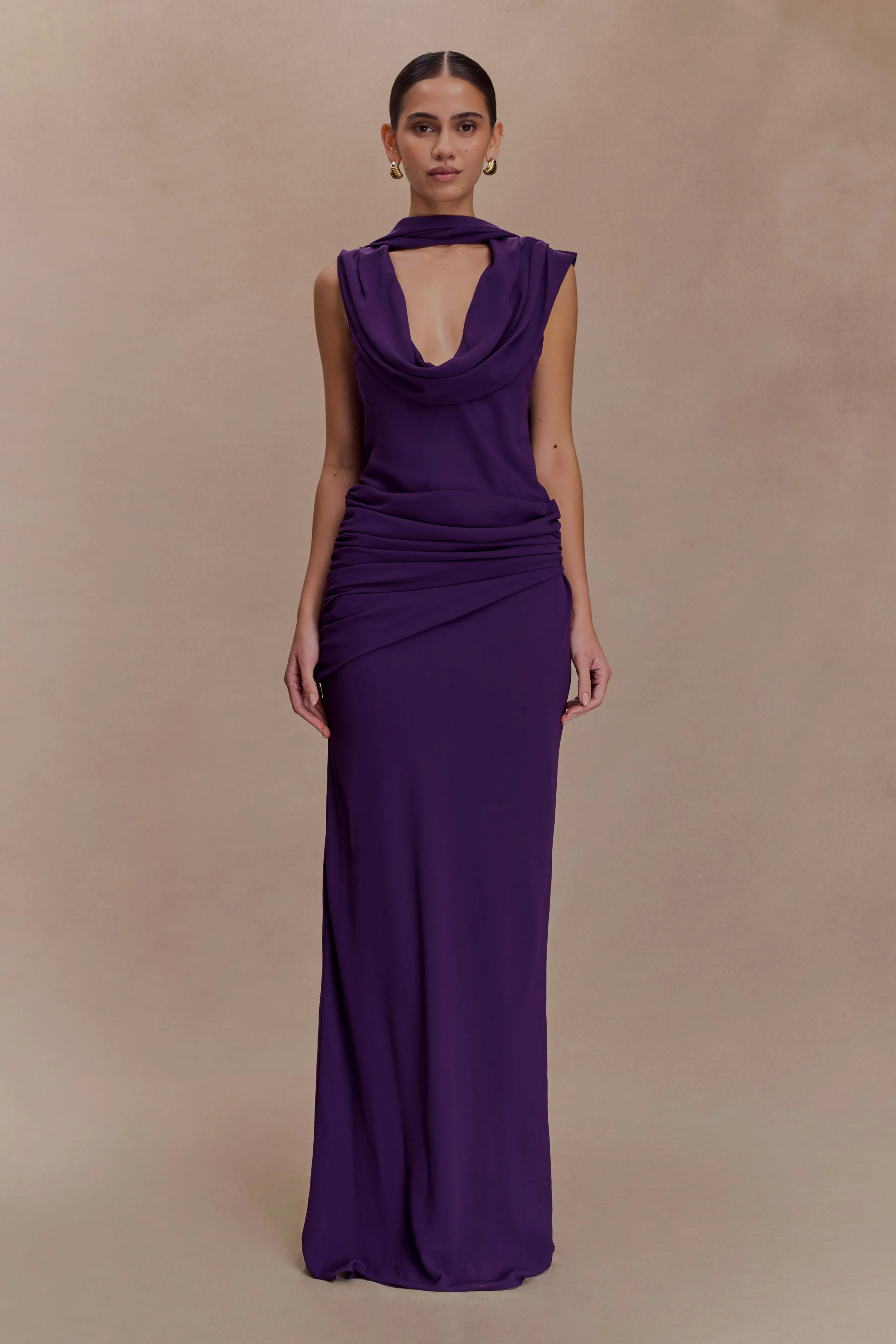 Giulia Chiffon Draped Maxi Dress - Purple - Image 2