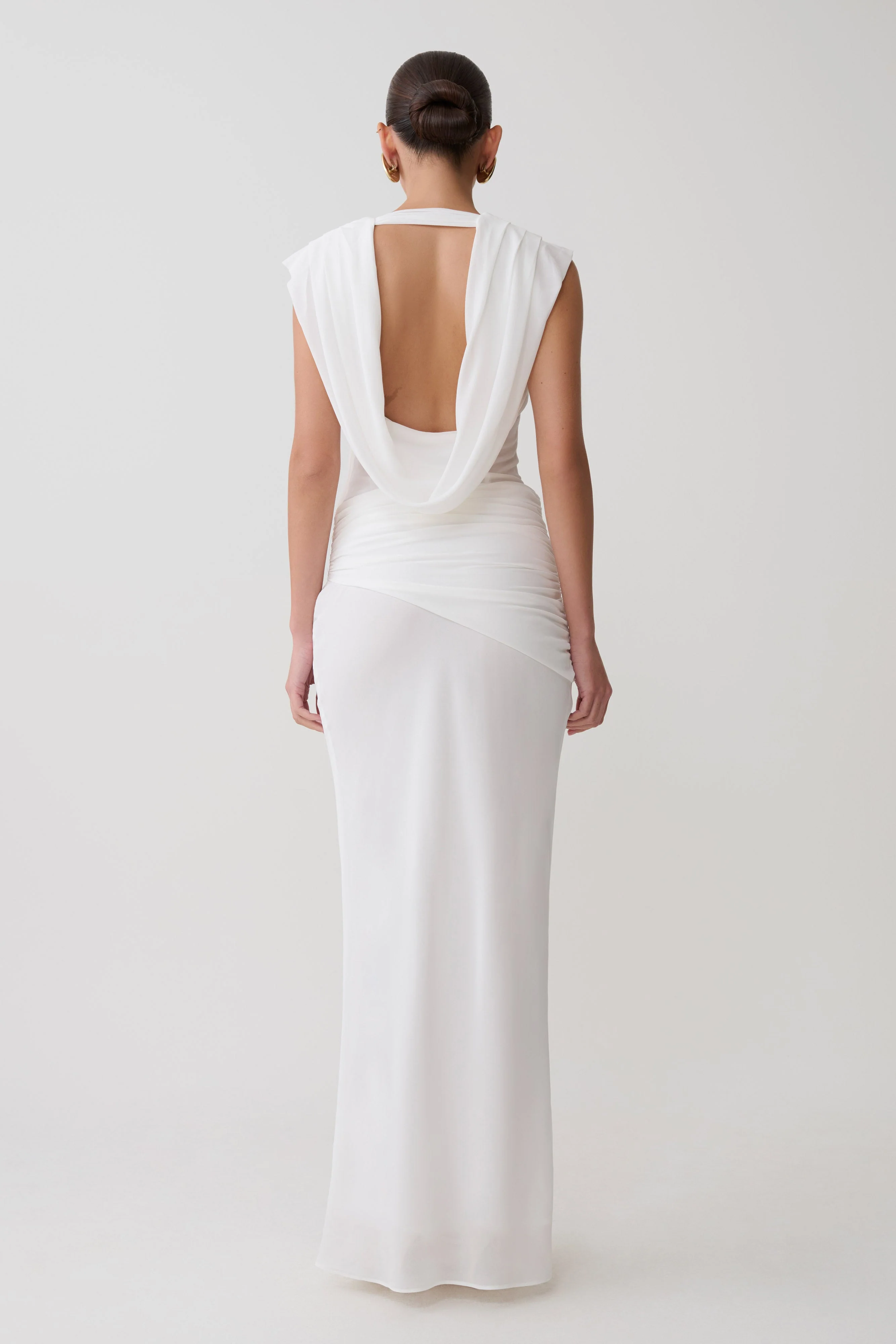 Giulia Chiffon Draped Maxi Dress - White - Image 2