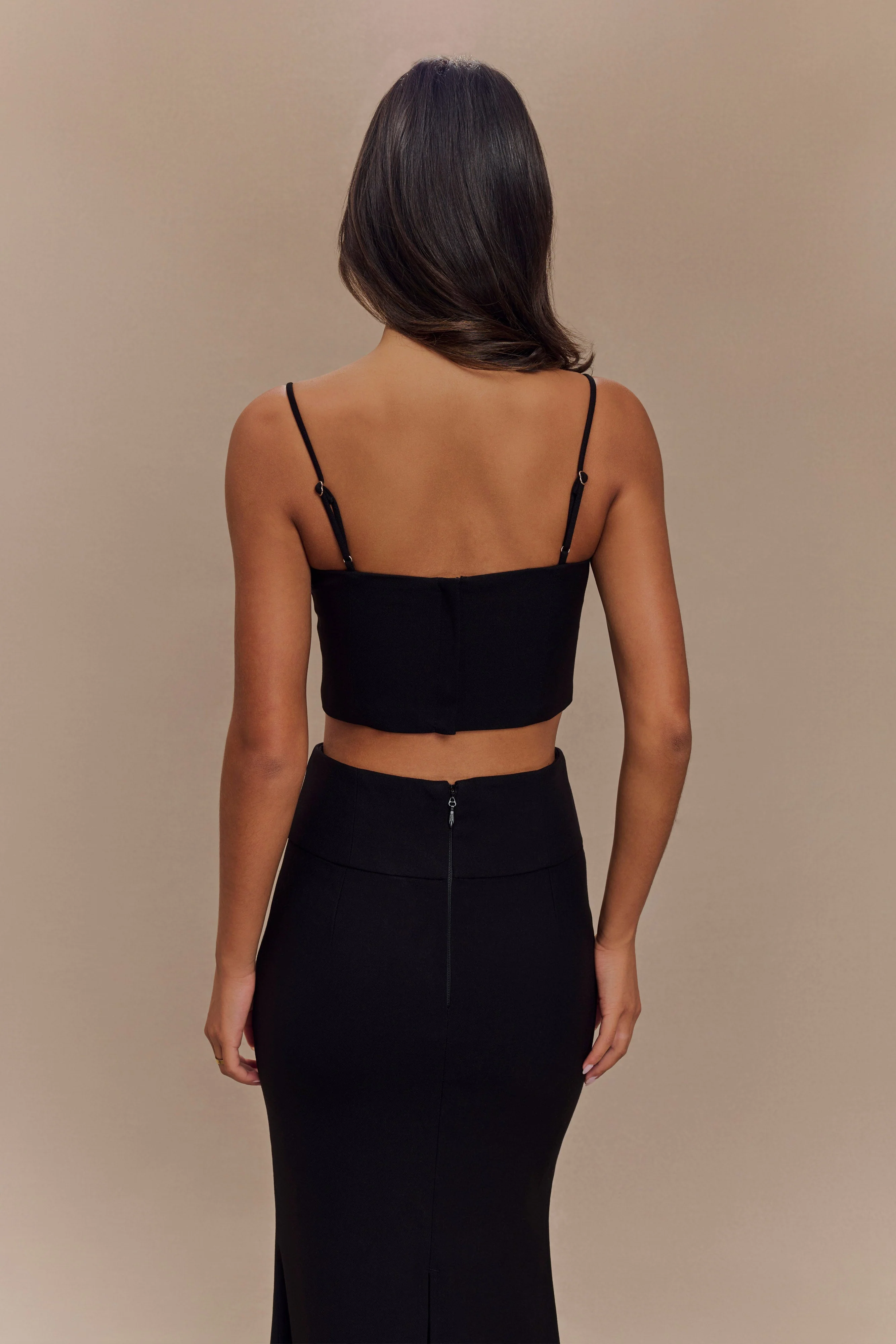 Grace Suiting Crop Top - Black - Image 3