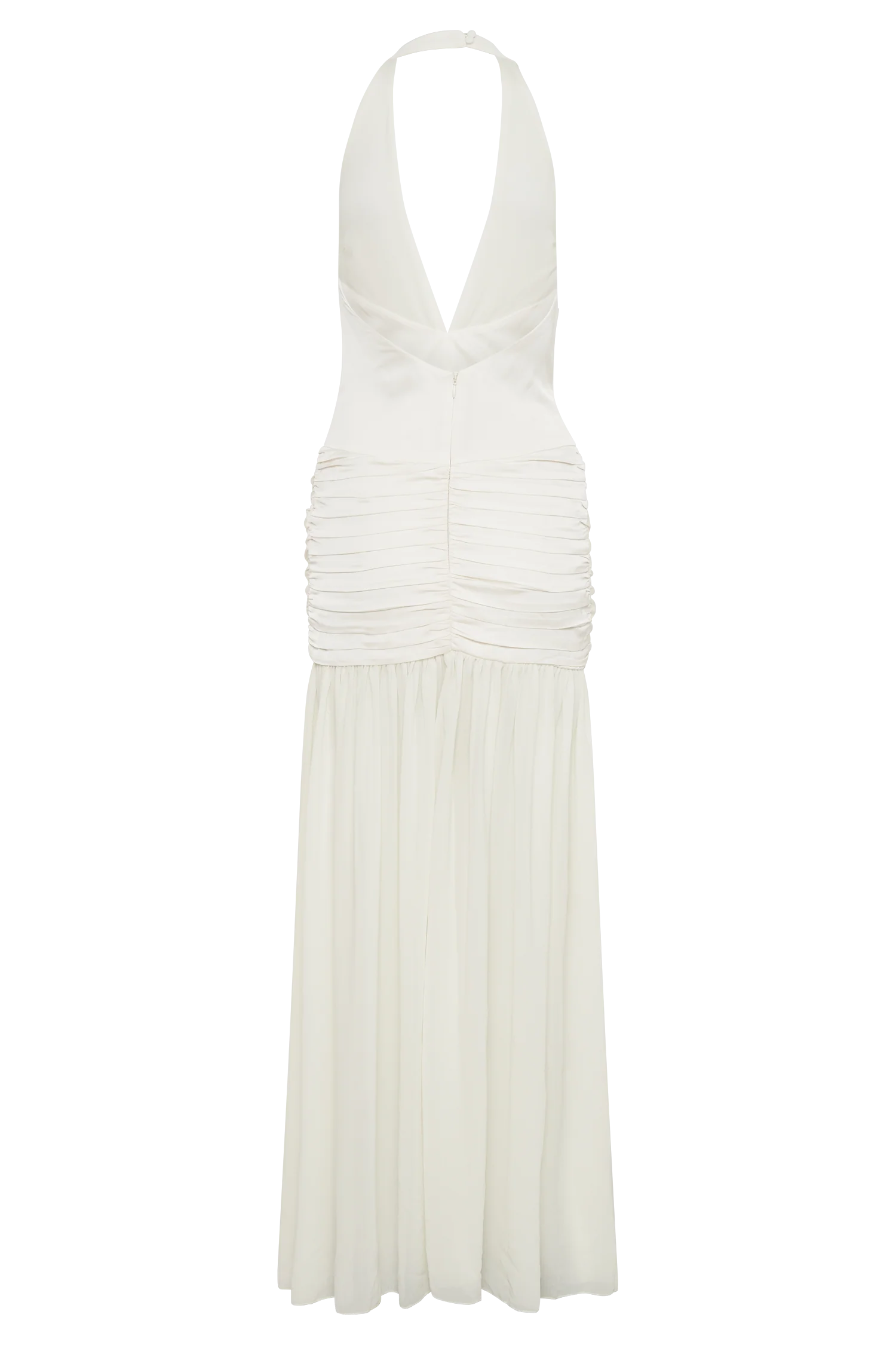 Graziana Satin Chiffon Plunge Maxi Dress - Ivory - Image 14