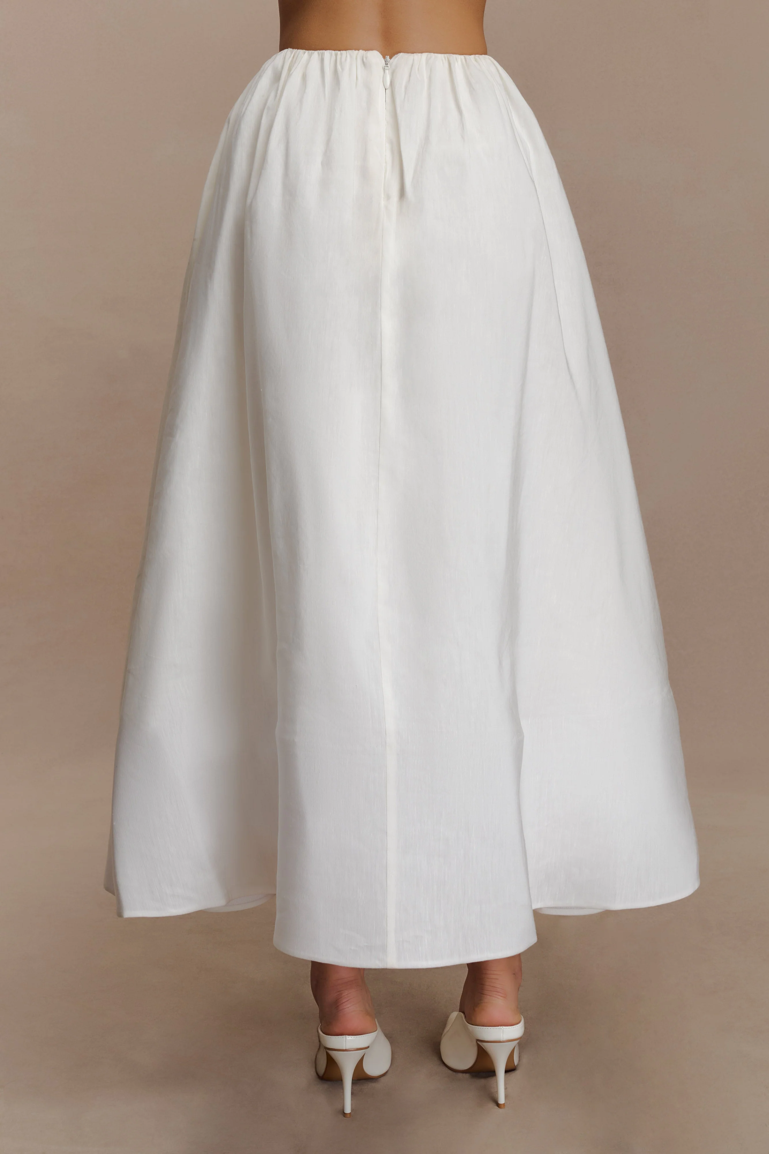 Greta Gathered Maxi Skirt - White - Image 7