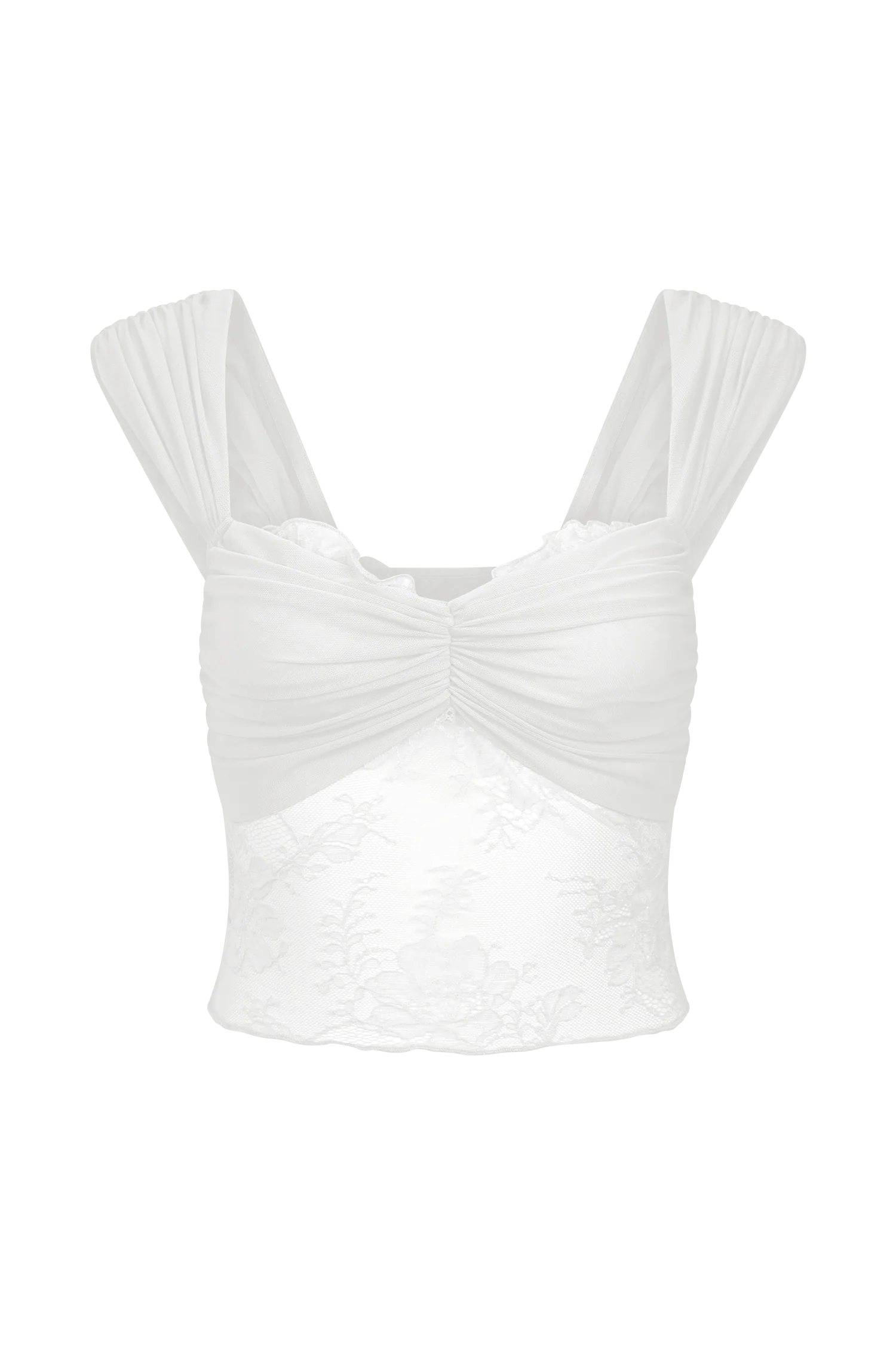 Guinevere Lace And Mesh Top - Ivory - Image 10