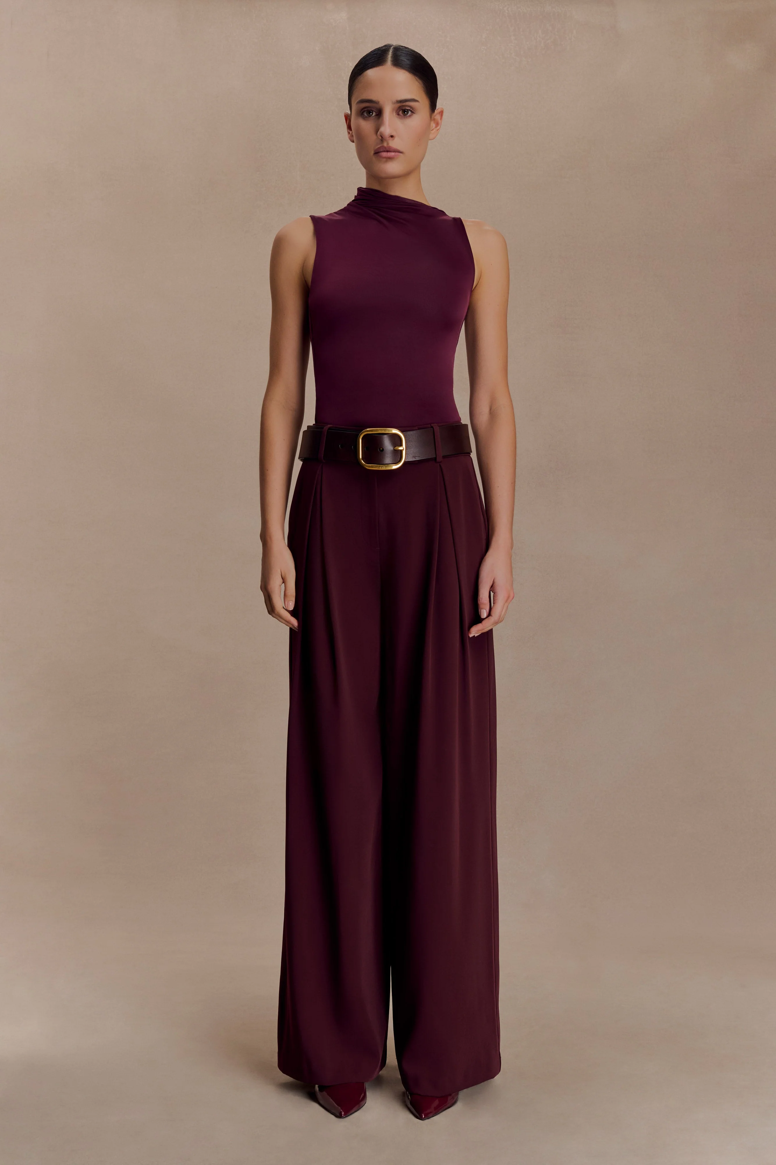 Hadleigh Sleeveless Slinky Top - Burgundy - Image 5