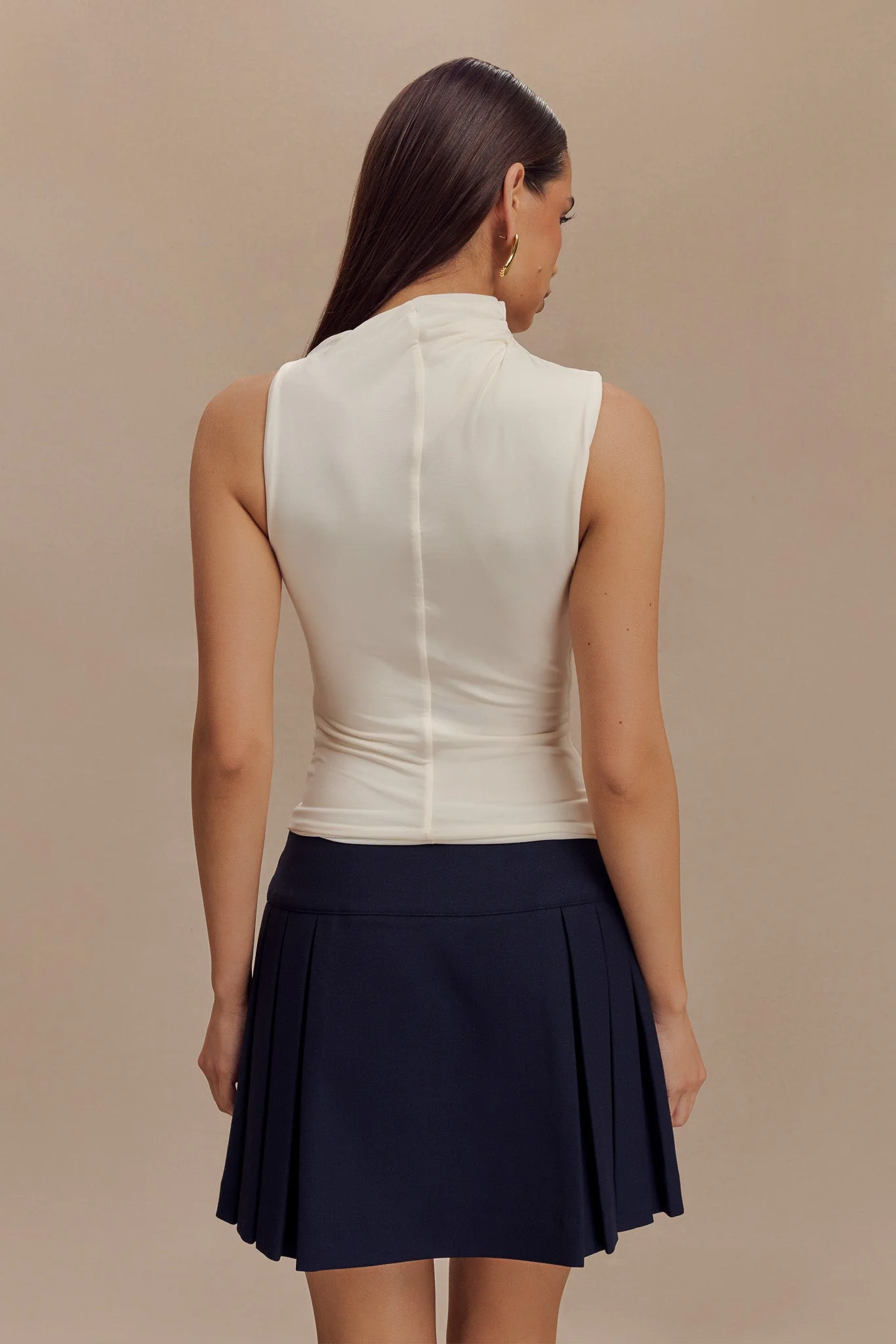 Hadleigh Sleeveless Slinky Top - Ivory - Image 2